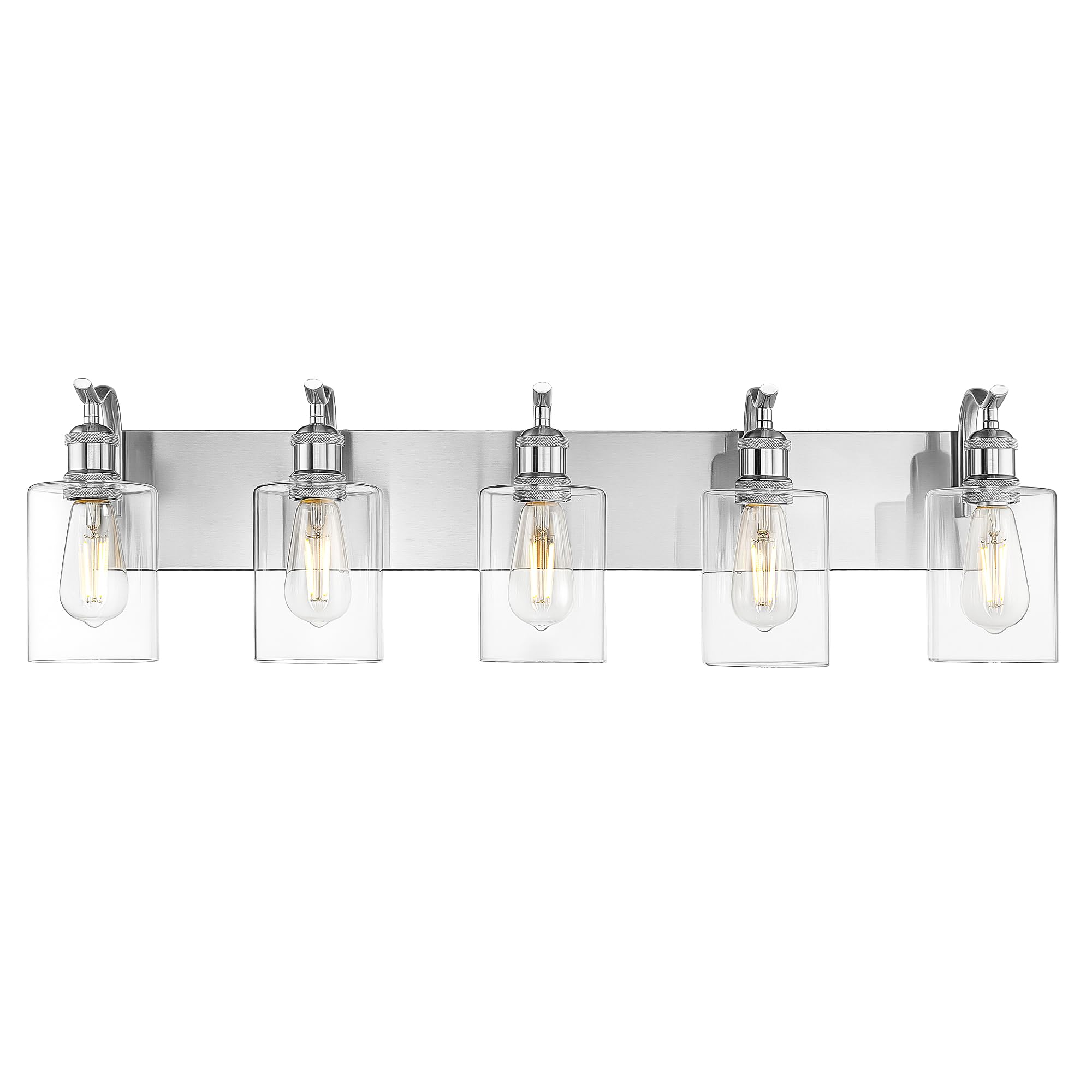 Jazava 5 Light Bathroom Vanity Light  Brushed Nickel Vanity Lights For Morden Bathroom Lighting Fixtures Over Mirror Wall Light Fixtures With Clear Glass Shade Zcvl01Bn-5