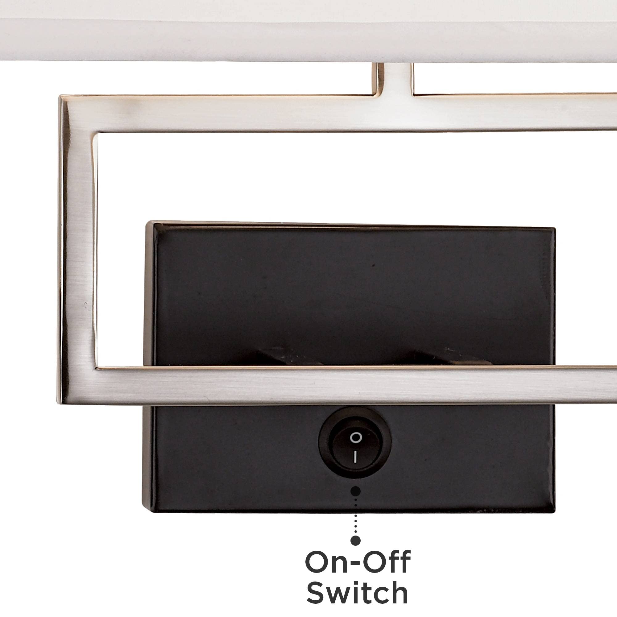 Possini Euro Design Trixie Modern Wall Lamp, Brushed Nickel, Rectangular Fabric Shade, Plug-in Light Fixture, Model Everenty