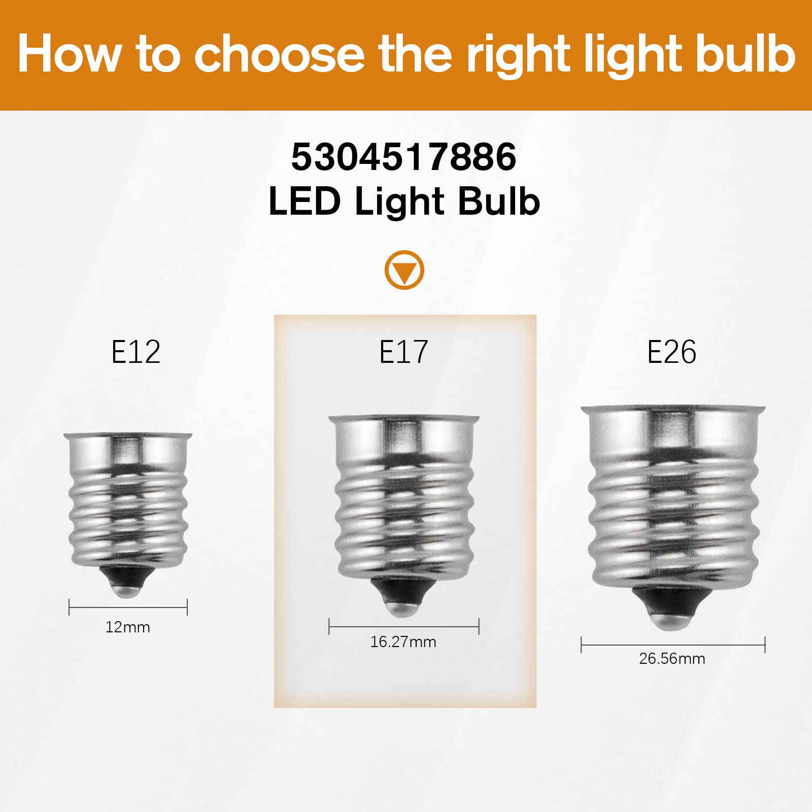PANDEELS E17 3W LED Refrigerator Bulbs, KEID28A/KEL2811 Replacement, Pack of 2, White, AC100-130V
