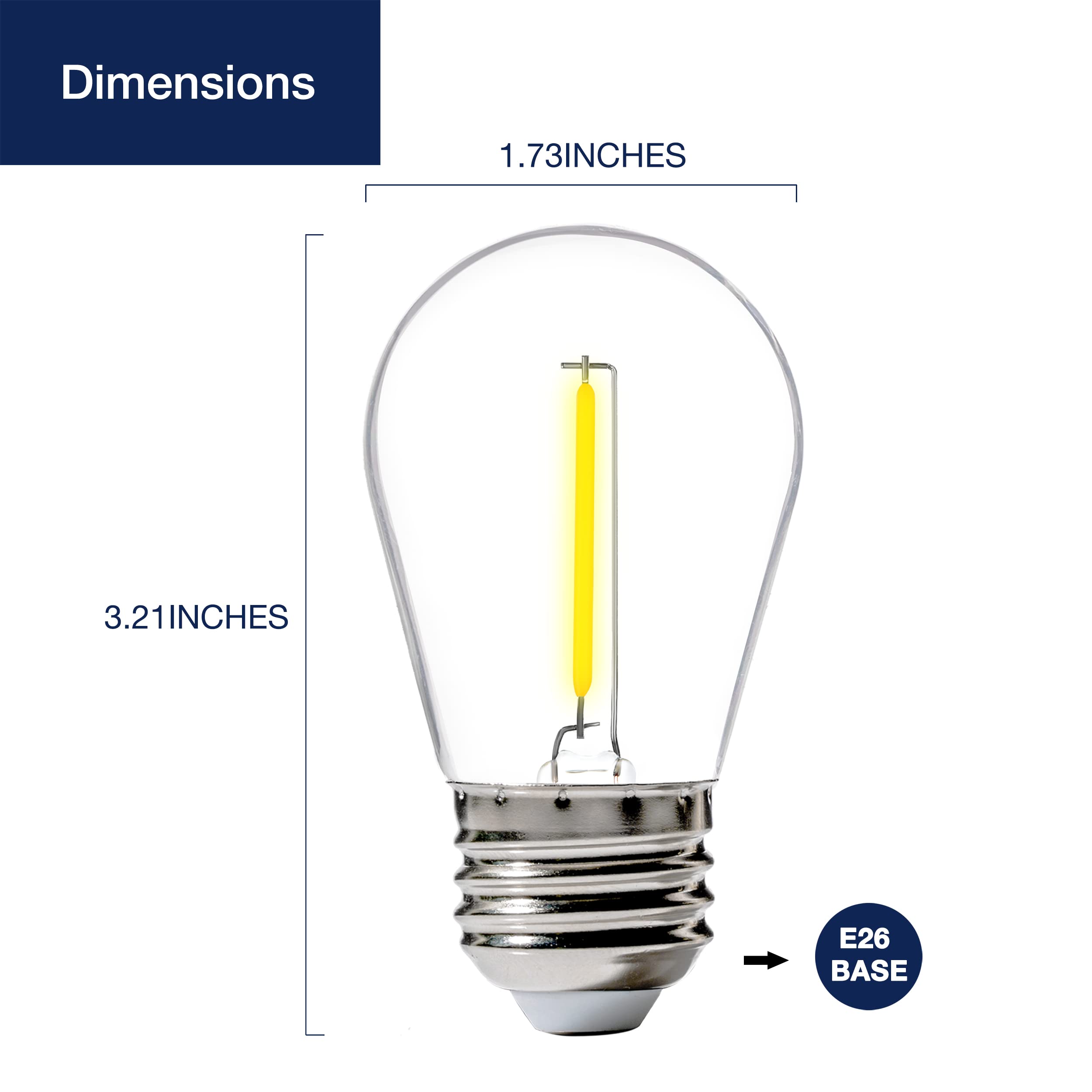 FLSNT 24-Pack S14 LED String Light Bulbs, Waterproof E26 Base, Multi-colored, Model DSS1405FIL-RGBW-24