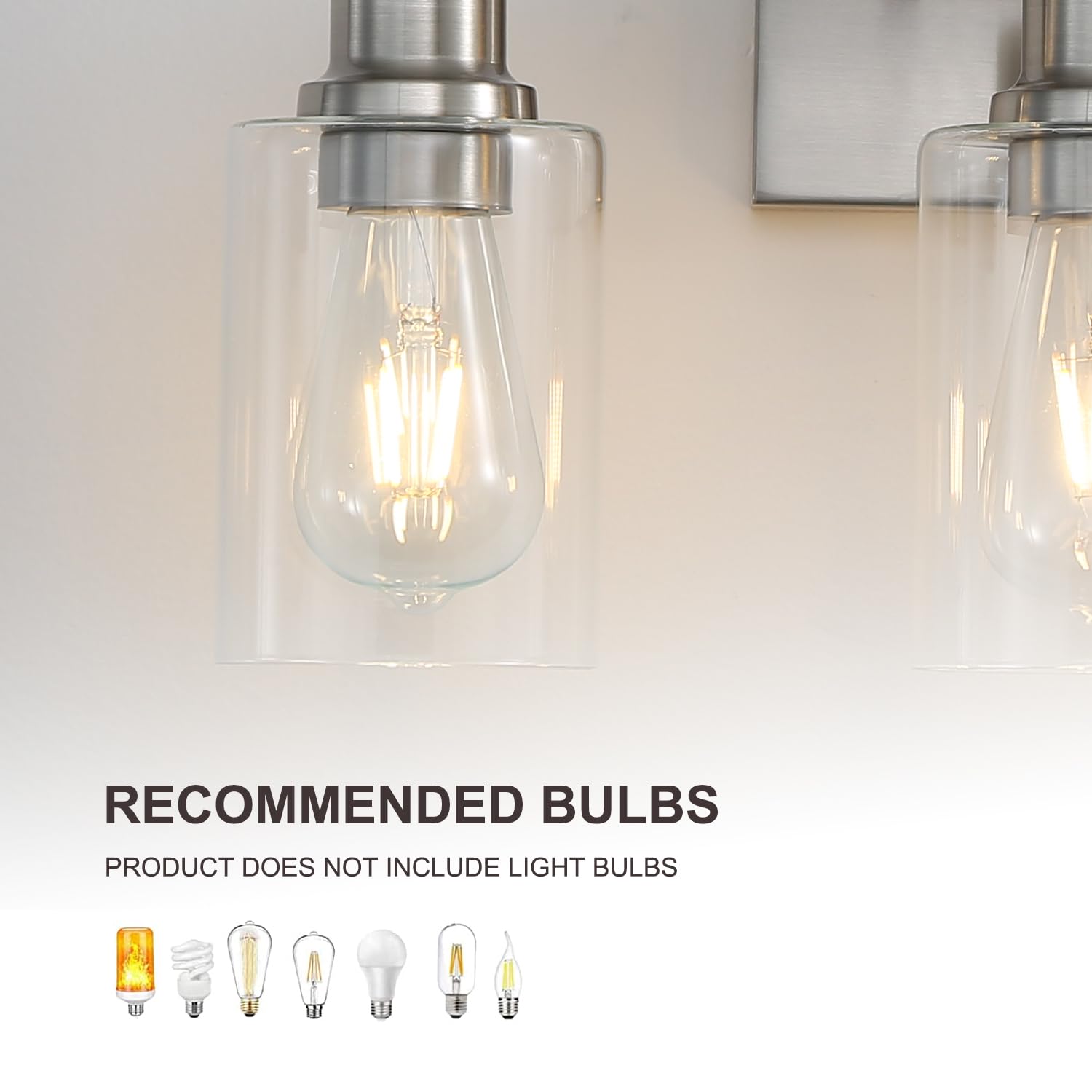 Jodauirt 3-Lights Brushed Nickel Bathroom Vanity Light Fixtures,Brushed Nickel Wall Sconces with Clear Glass Shades, Farmhouse M