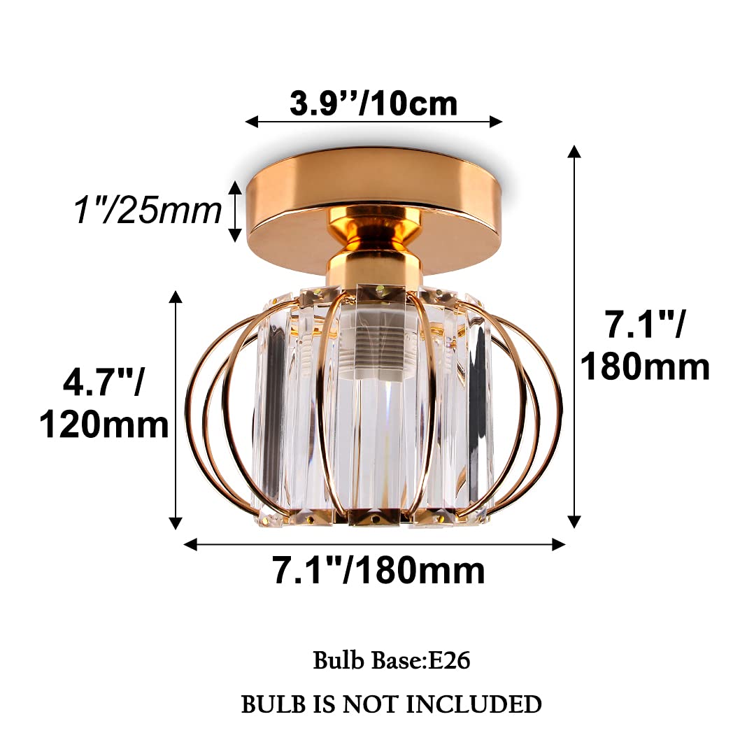 Gold Modern Semi Flush Mount Ceiling Light Fixture Mini Chandeliers Crystal Ceiling Flush Mount Ceiling Lighting Fixture Lampsha