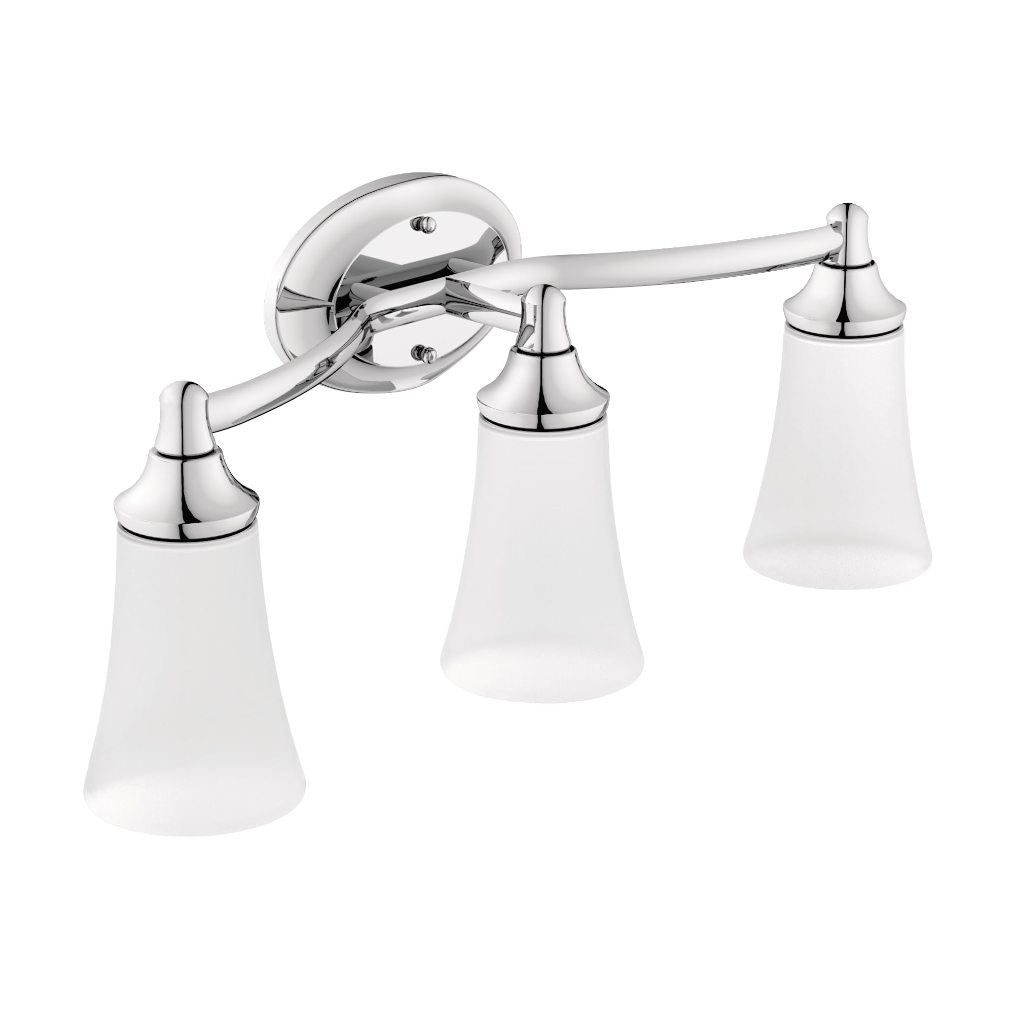 Moen YB2863CH Eva 3-Light Dual-Mount Bath Bathroom Vanity Fixture with Frosted Glass, Chrome