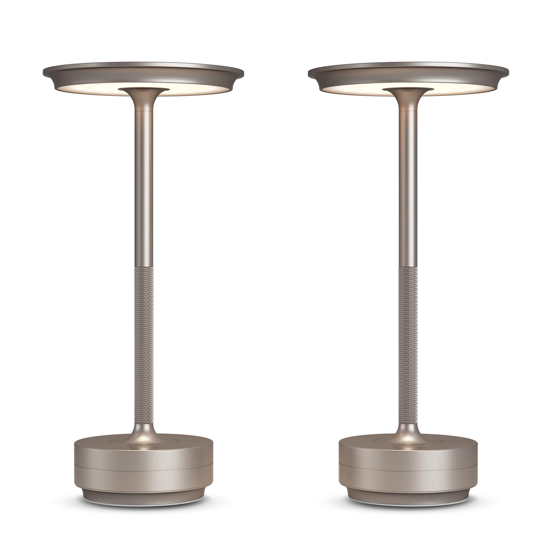 FDIDC 2 Pack Rechargeable Cordless Table Lamps  5000mAh Portable LED Table Light  3 Color Stepless Dimming Battery Powered Metal Table Lamp for Outdoor/Home/Restaurant.(Sparkling Beverage Gold)
