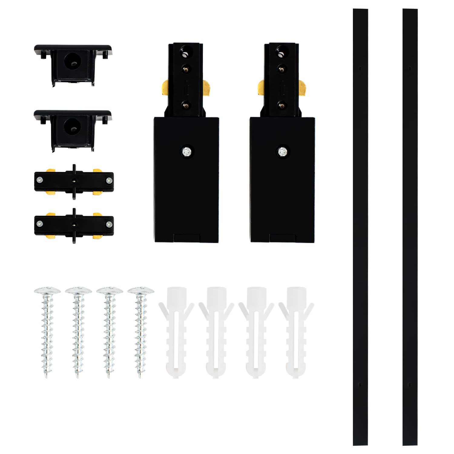 Vanoopee 6.6Ft H Track Lighting Rails Kit - Black Aluminum With End Caps & Live End Feed Connector