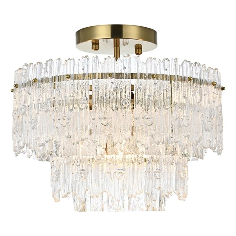 Elegant Lighting Emilia 4-Light Metal & Glass Flush Mount Light in Satin Gold