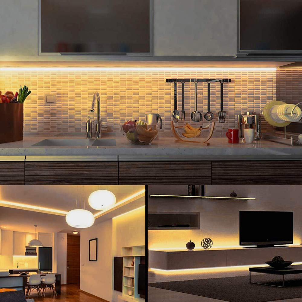 Velain 12V LED Strip Light, 16.4ft Waterproof Flexible Rope Light, 300 LEDs, Warm White, Plastic