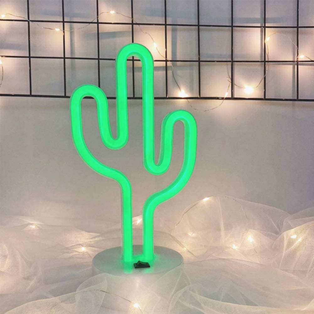 Led Cactus Shaped Neon Signs Light With Holder Base Table Decoration Night Lamp With Battery Powered/Usb Neon Lights For Kids Ro