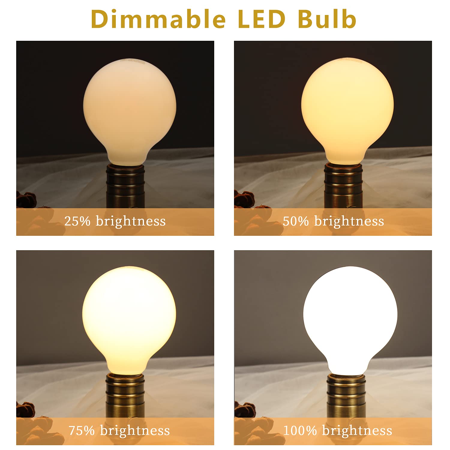 6 Pack G25(G80) Globe Led Light Bulbs, 5W Dimmable 40 Watt Equivalent Led Edison Bulbs, Warm White 2700K, 500Lm, E26 Base, Milky