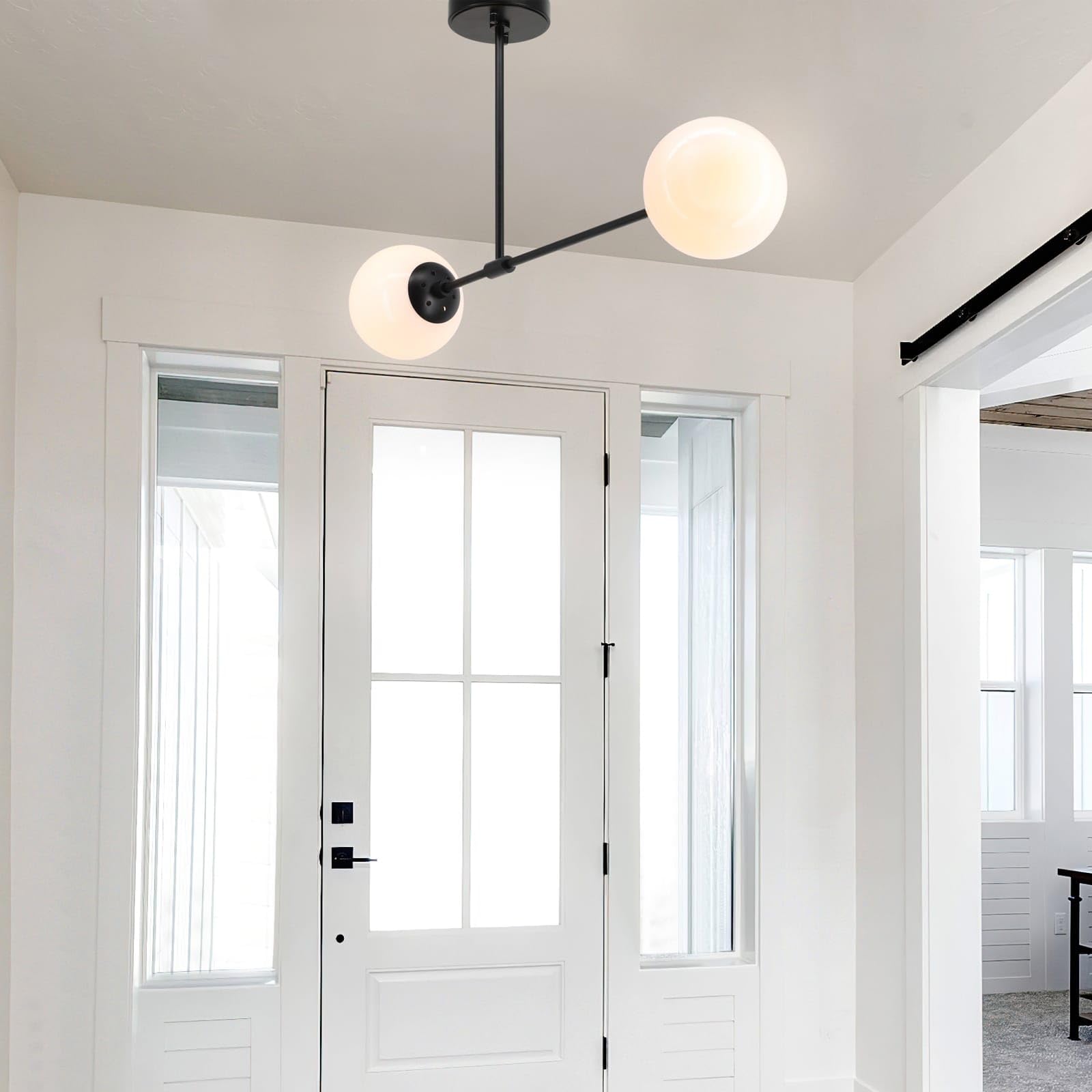 Xinbei Lighting Semi Flush Light, 2 Light Globe Semi Flush Mount Ceiling Light, Black Bedroom Close To Ceiling Light Xb-Sf1211-2