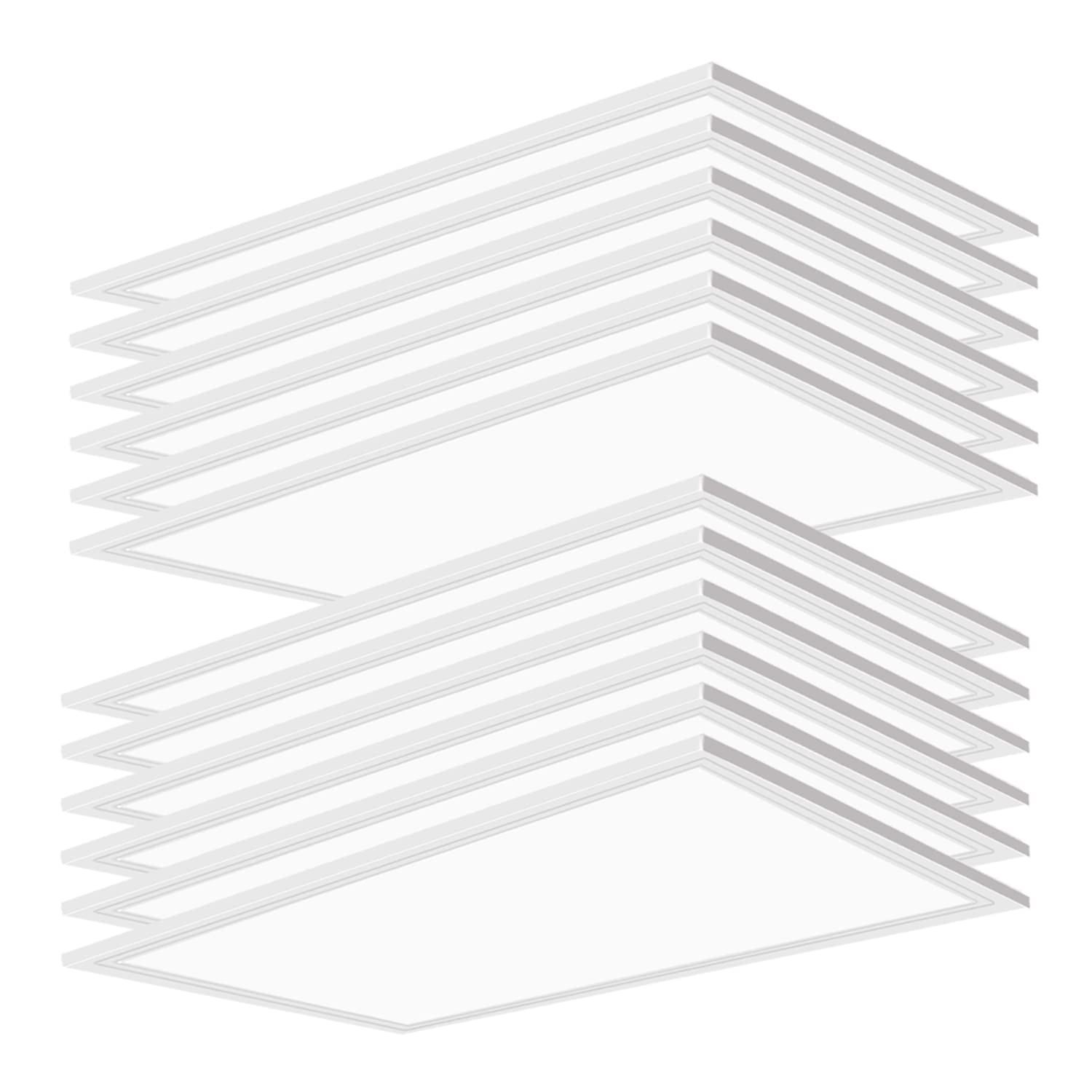 Yusosaif 2x4 LED Flat Panel Light, 12 Pack 7800 LM Drop Ceiling Office Light Fixture, 5000K Commercial Lights, 0-10V Dimmable, R