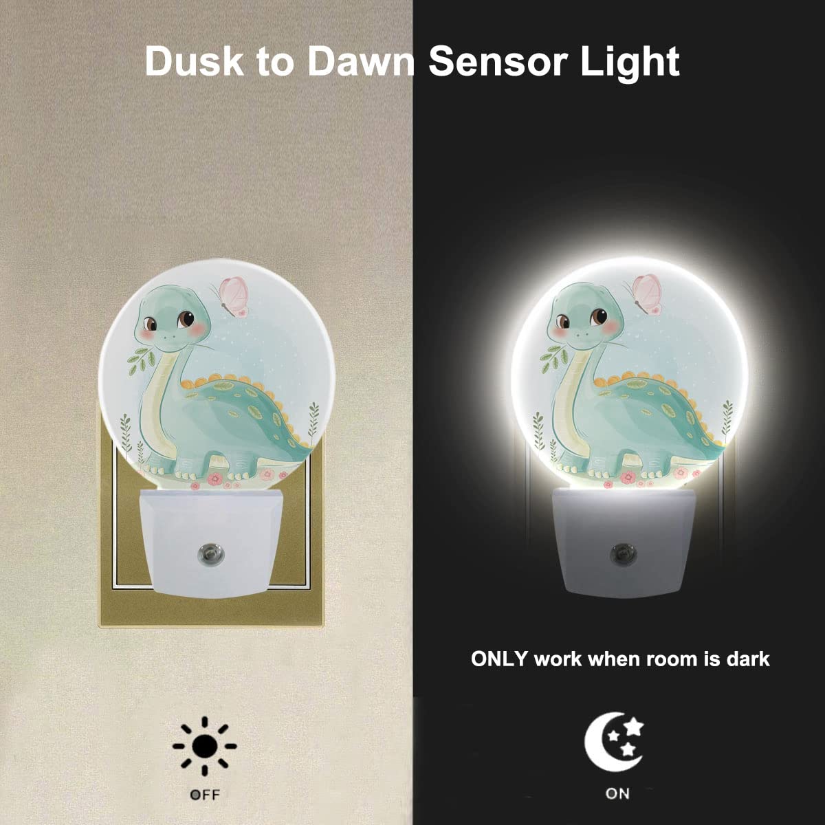 Ekobla Cartoon Zoo Night Lights Plug Into Wall Safari Jungle Animals Night Lamp Home Auto Sensor Led Dusk To Dawn Light For Boys