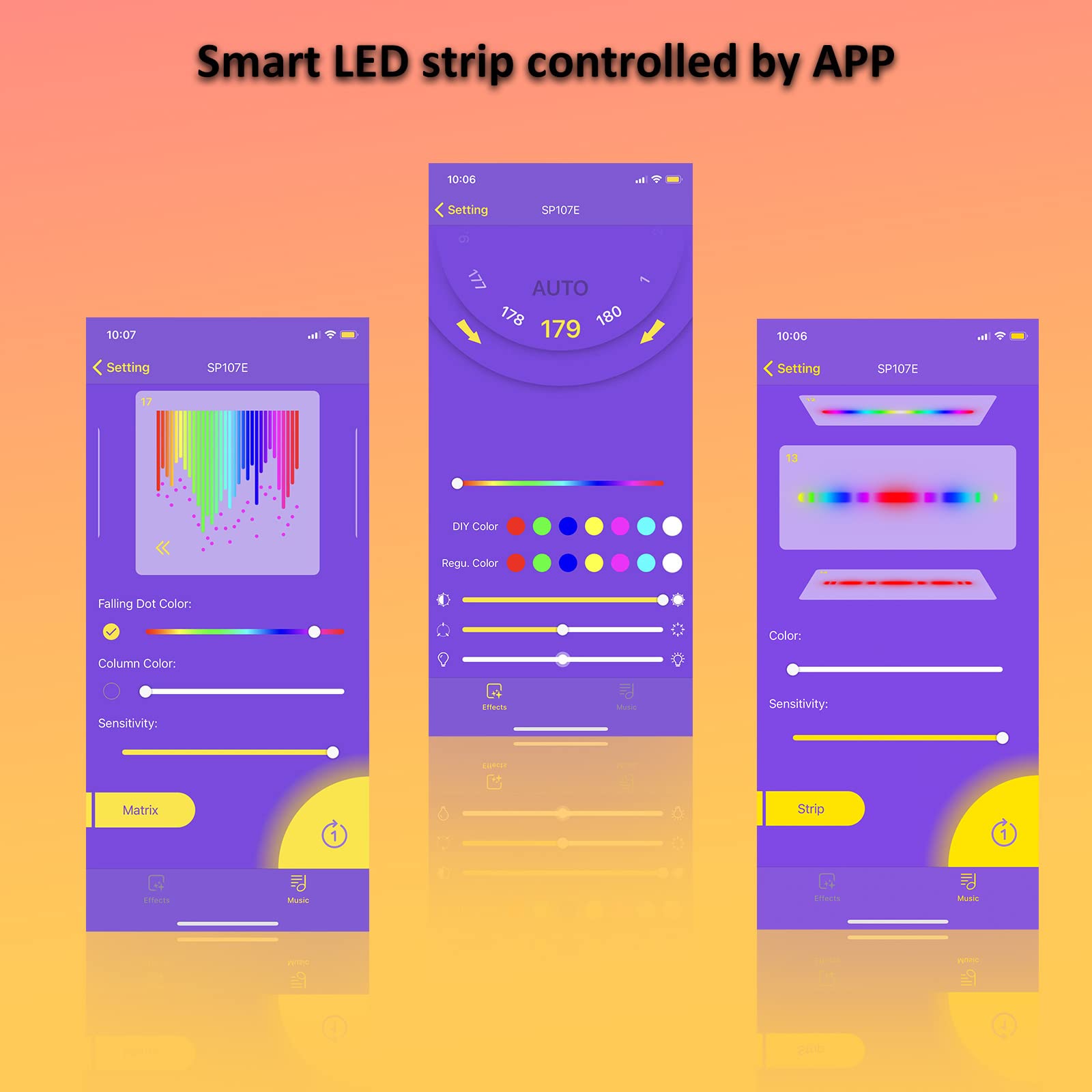 RECRE-TECH Ws2812b LED Controller, Bluetooth Control, 5-24V, SP107E, White, Metal