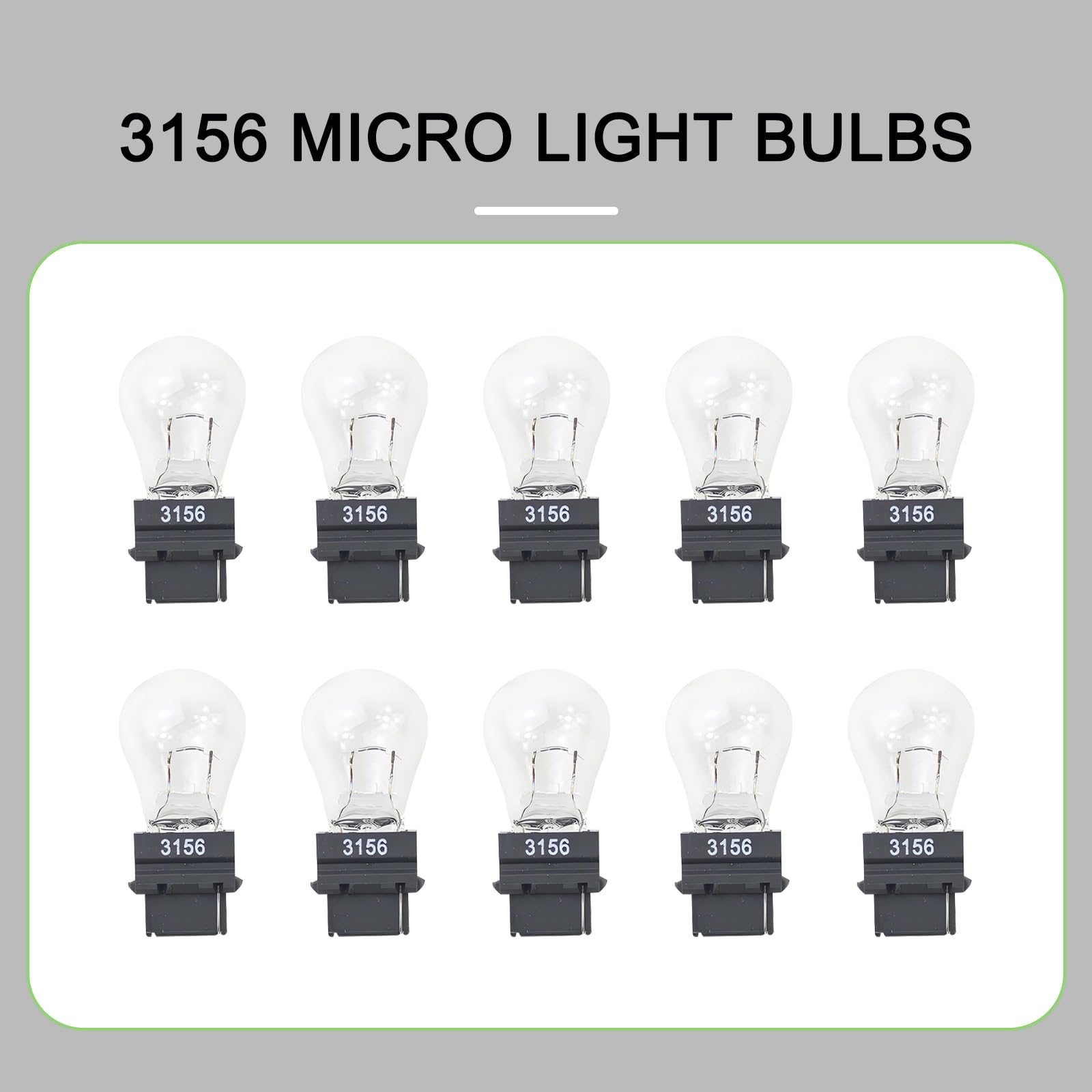 Tesnaao 10 Pack Car Instrument Light Bulb  3156 Brake Light Bulb  12 V 21 W Automobile Lighting Replacement Accessory  Universal For Most Cars  Trucks And Vans (White)
