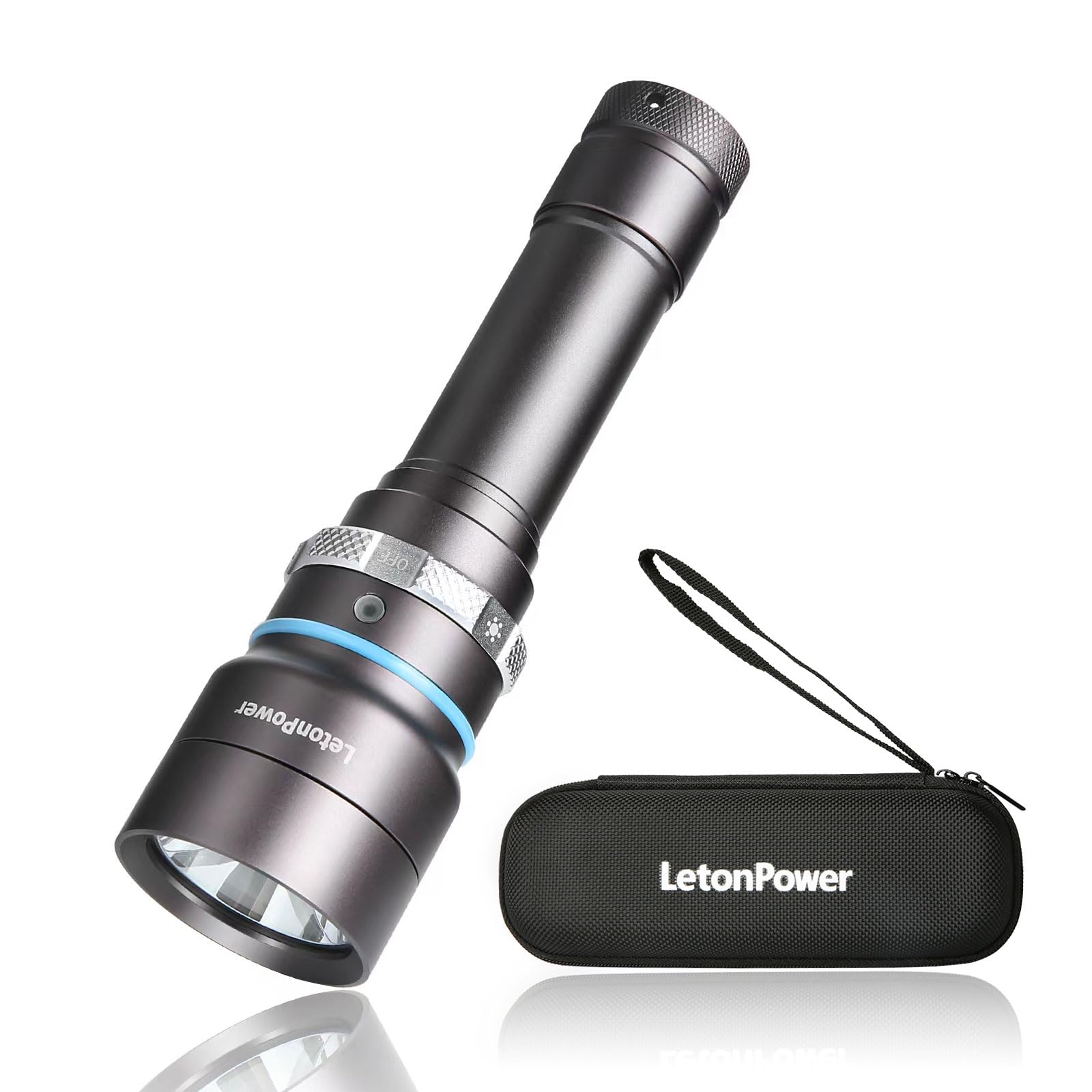 LetonPower Tynny-16sx 2000 Lumens Dive Lights Scuba Diving, 5 Modes Rechargeable Underwater Flashlight, 100M Waterproof Dive Fla