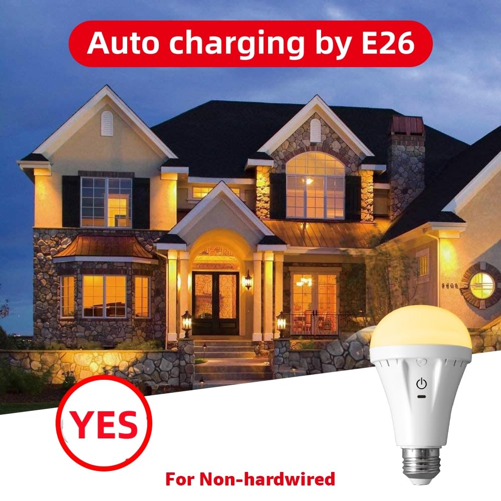 Blueye Rechargeable Light Bulbs,8W,60W Equivalent,Remote Control,Soft Warm 2700K-6000K,Flicker-Free,2600Mah,Emergency For Hurric