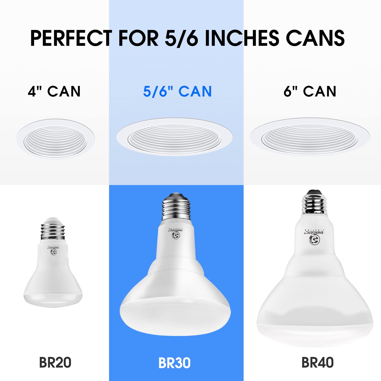 E ENERGETIC LIGHTING BR30 LED Recessed Light Bulbs 1100 Lumens Dimmable 12 Pack Warm White 3000K
