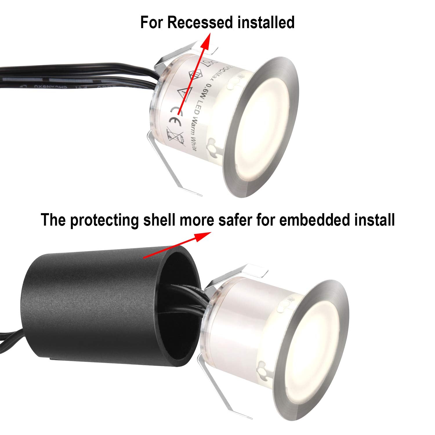 SMY Lighting Recessed LED Deck Light Kit, 16 Pack, IP67 Waterproof, 12V Low Voltage, Natural White 4500k, Model BL-DKN-16