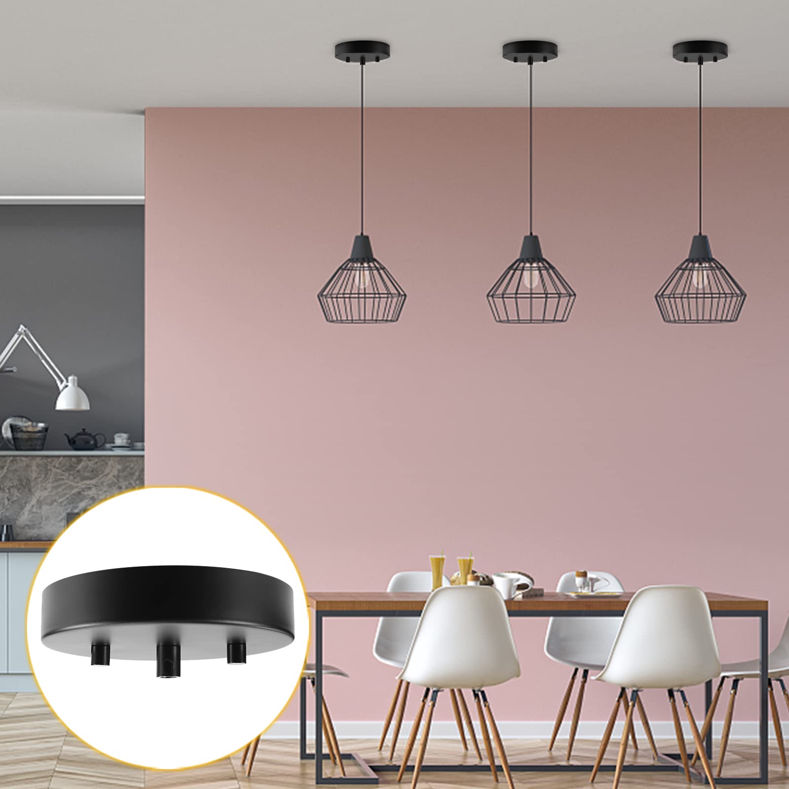 Sangle Sopffy Pendant Light Canopy Kit  4.7 Inches Ceiling Lighting Canopy Kit With All Mounting Hardware Modern Chandelier Ceiling Plate Cover For Pendant Lighting Fixtures  Black (Black)