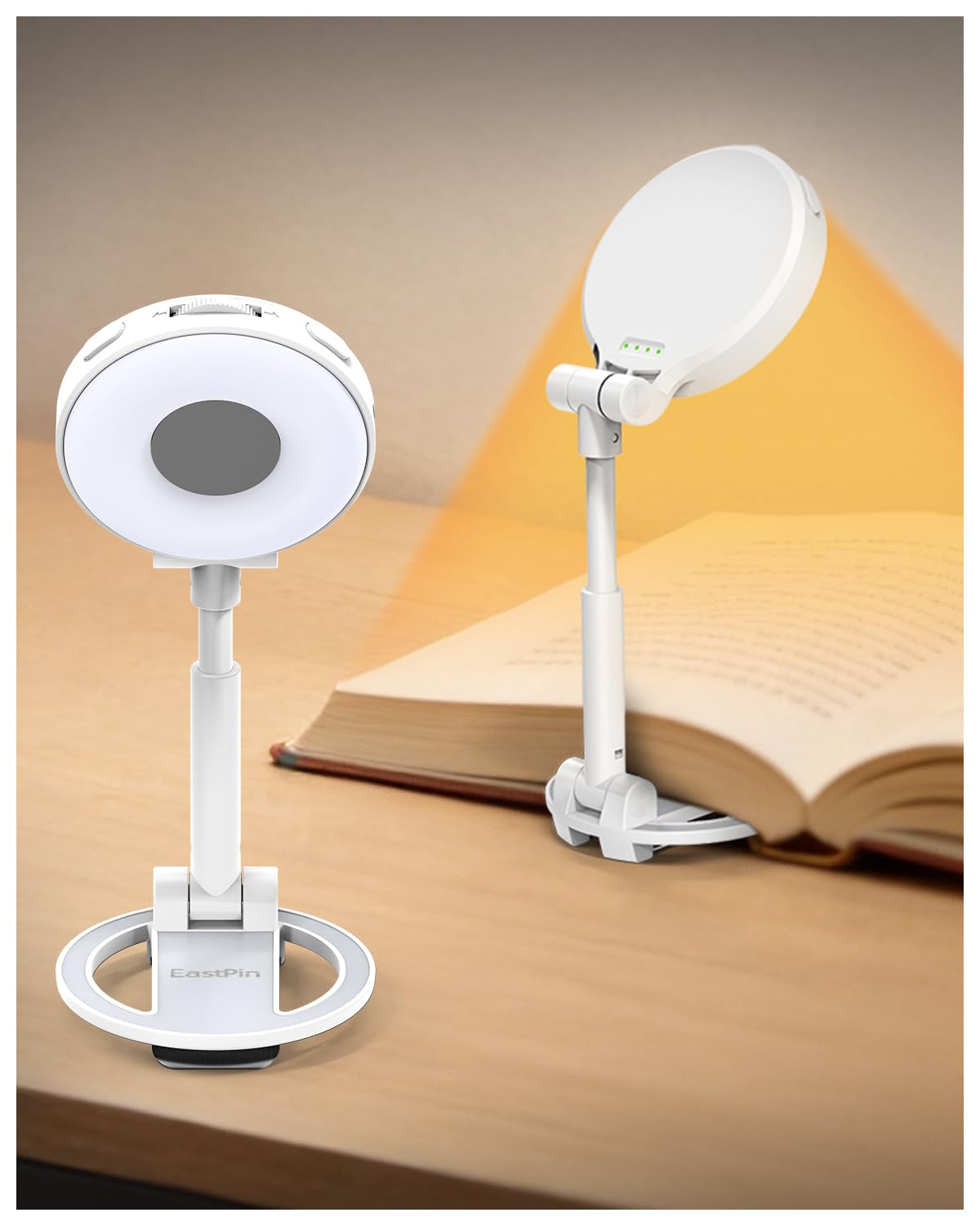 EastPin Book Light for Reading in Bed: Rechargeable 18 LED Clip on Reading Light with Timer & Memory Eye-Caring 3 Color Temperat