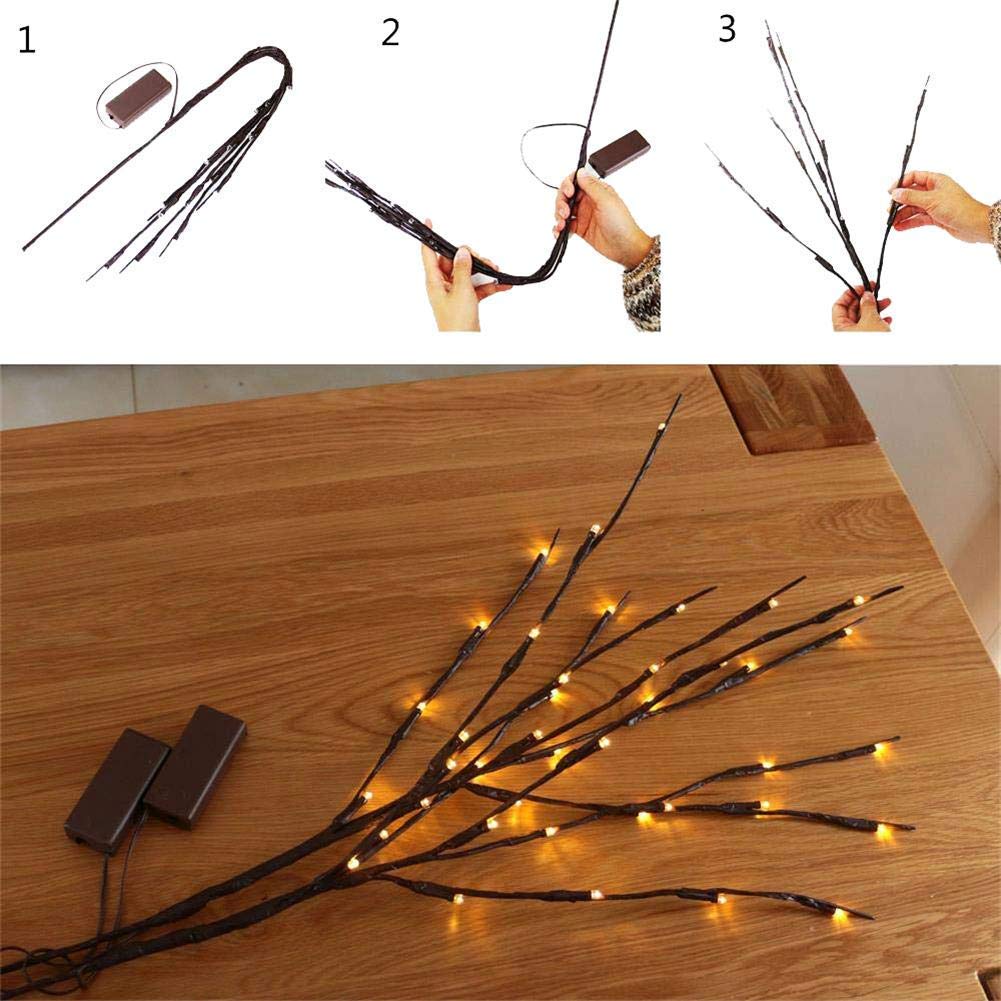 Amars 2 Pack Decorative Led Lighted Branch Lights Battery Operated Artificial Led Twig Branches Decoration For Home Room Decor Christmas Vase (Warm White, 29.5 Inches, 20Leds)