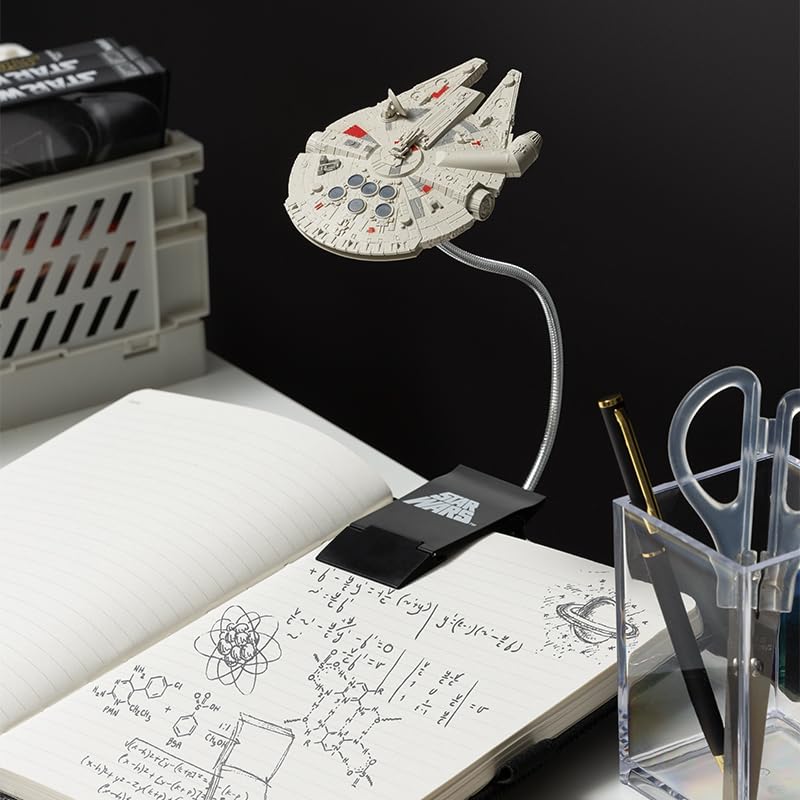 STAR WARS Millennium Falcon Clip On Book Light - Flexible Cable, 3 Light Modes, Battery Powered, Multicolor, Model 12712