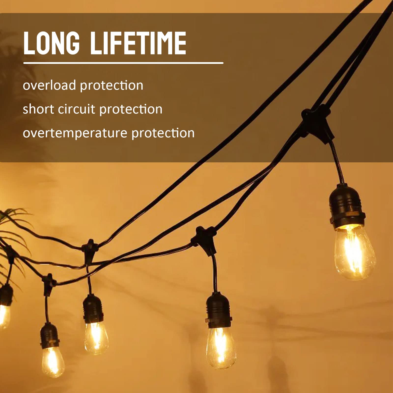 Visther 30-Pack S14 Outdoor Waterproof String Light Bulbs, E26 Base, Warm White, 1W 120V