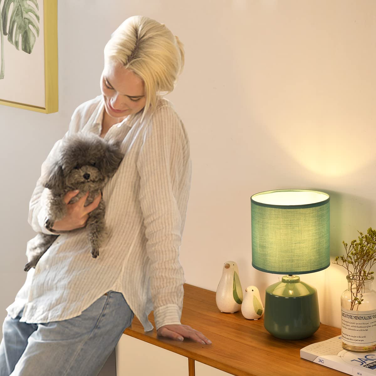 Lampwell Lena Small Table Lamp For Living Room As Bedside Table Lamp For Bedroom,Modern Ceramic Table Lamp,Kids Table Lamp,Night