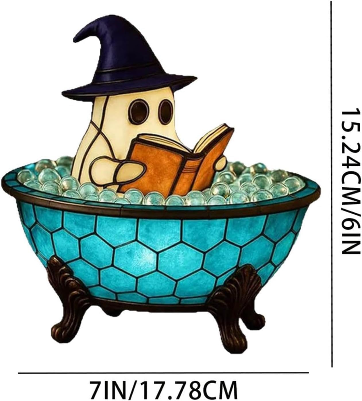 Suyaloo Ghost Reading LED Night Light, Halloween Bubble Bath Lamp, Table Centerpiece Decoration, 12.5 x 6.5 inches (Bath Lamp)