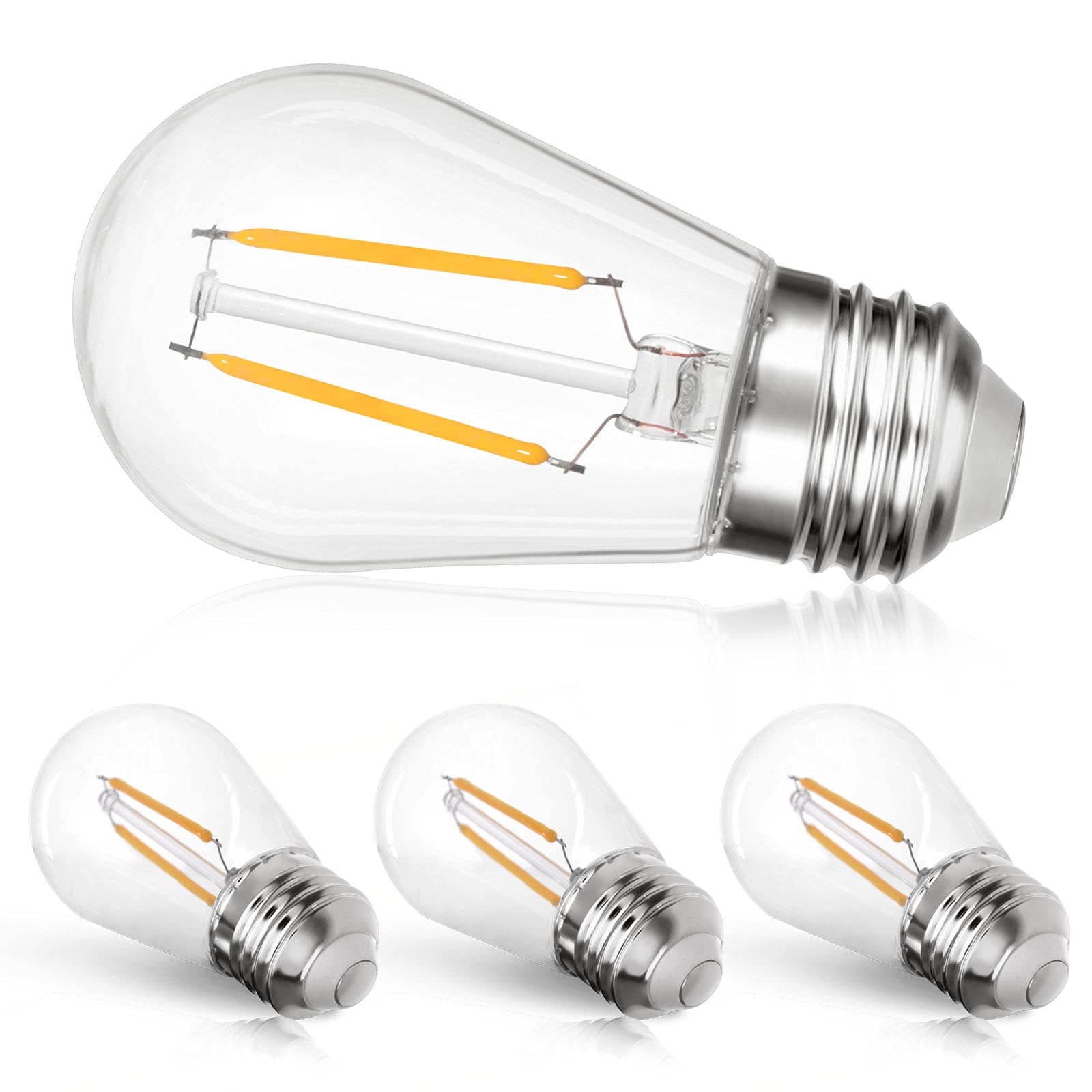 Addlon Led Replacement Bulbs 2W S14 4 Pack Waterproof E26 Screw Base For Outdoor Led String Lights Shatterproof
