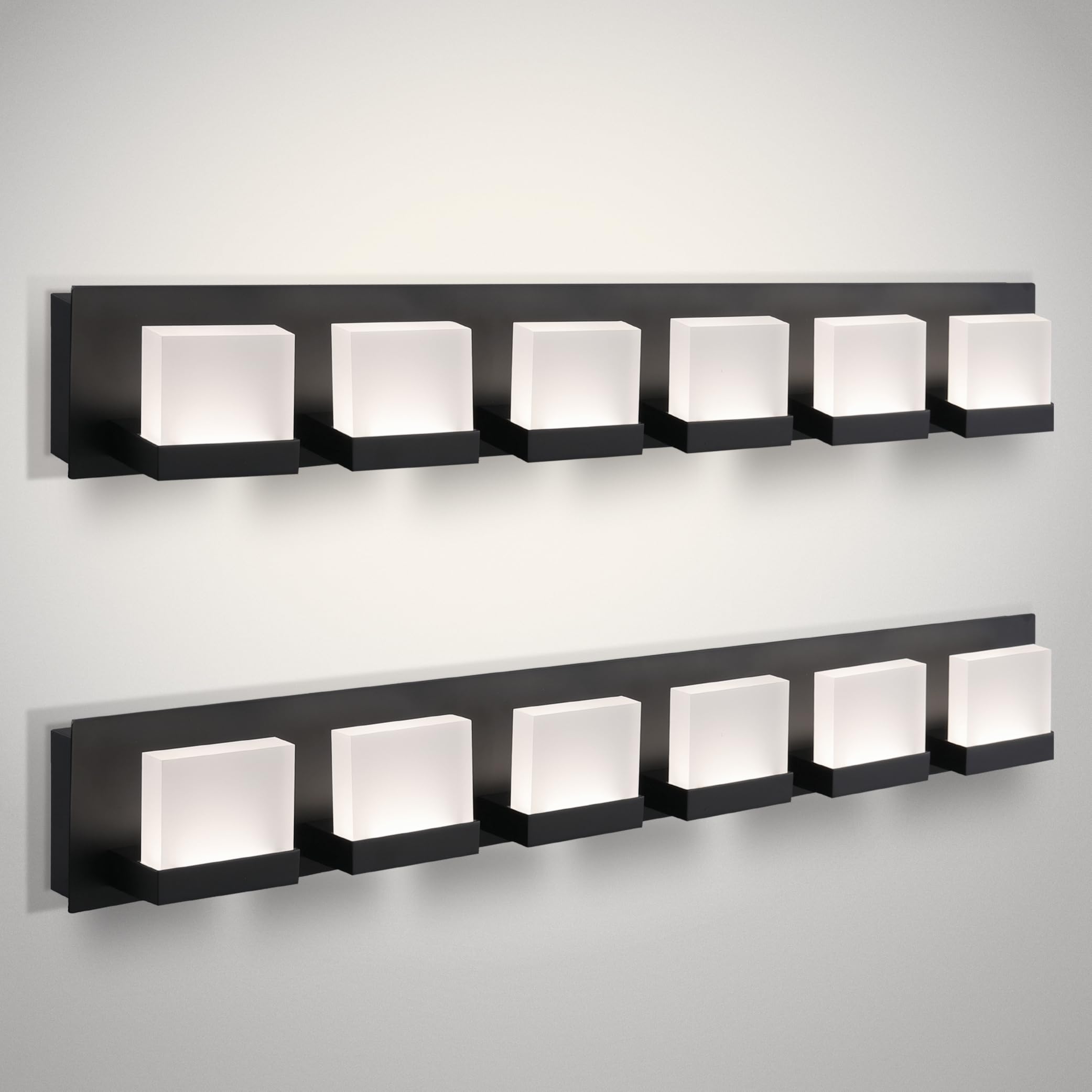 ASD LED Bathroom Vanity Light 6-Lights Dimmable Black 2-Pack 36in Model A-LVF24M-6D35CC-BK-2p