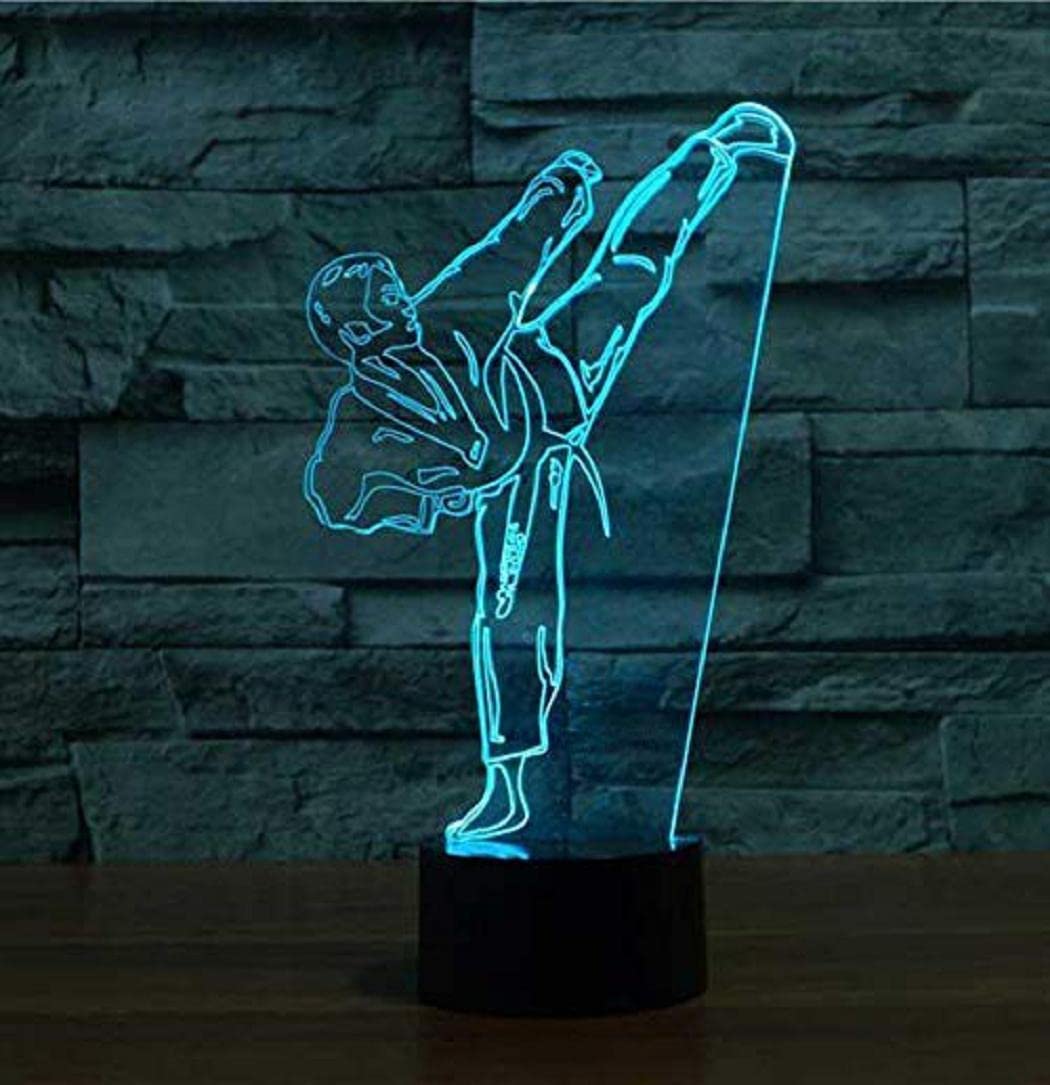 YTDZLTD 3D Taekwondo Night Light - 16 Colors, USB Power, Touch Switch, Clear Decor Lamp