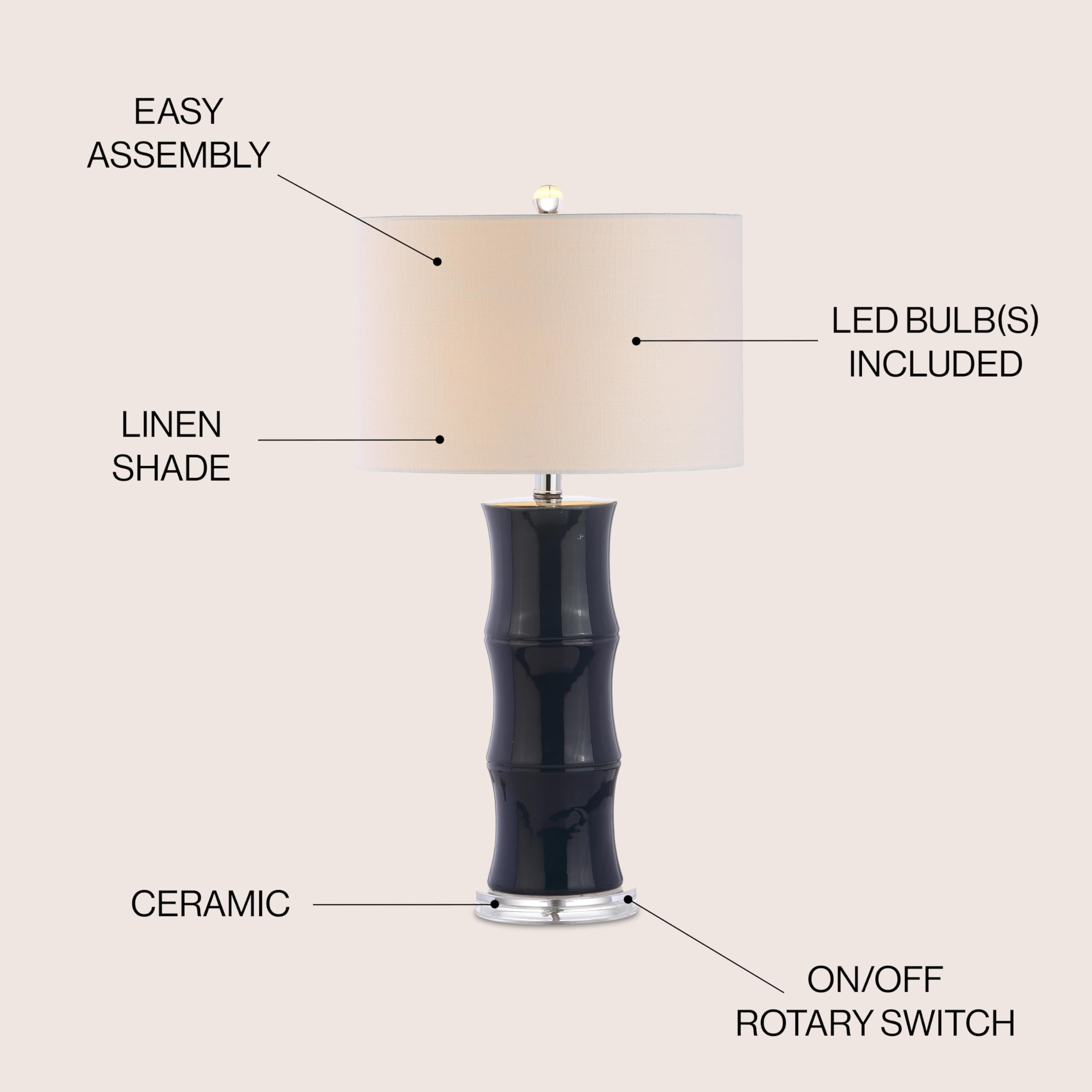 Jonathan Y Jyl3015A Tiki 26.5'' Ceramic Led Table Lamp Contemporary Traditional Bedside Desk Nightstand Lamp For Bedroom Living