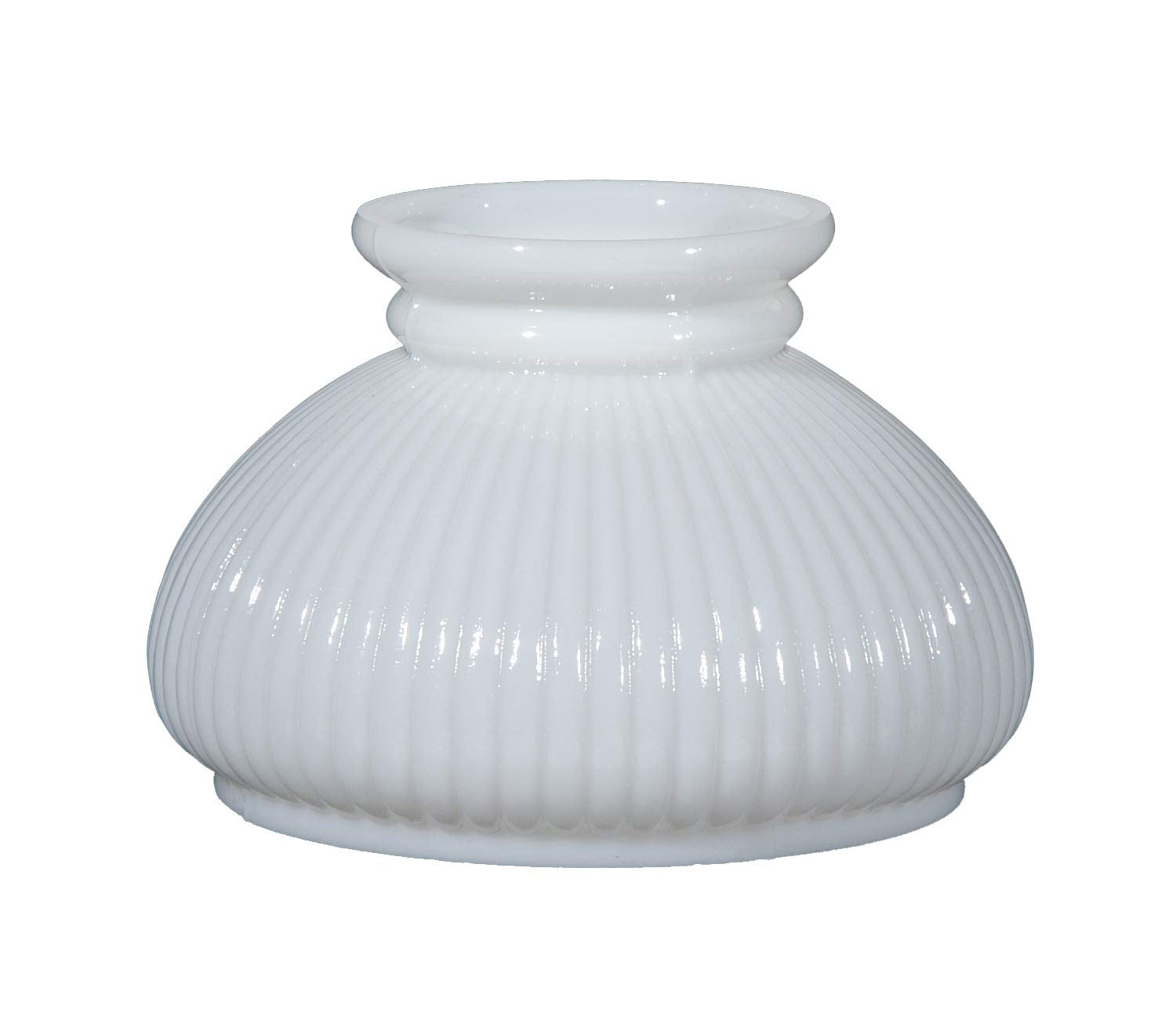 B&P Lamp® 7-Inch Student Shade, Ribbed Design, White Over Clear Glass, Model 00616C