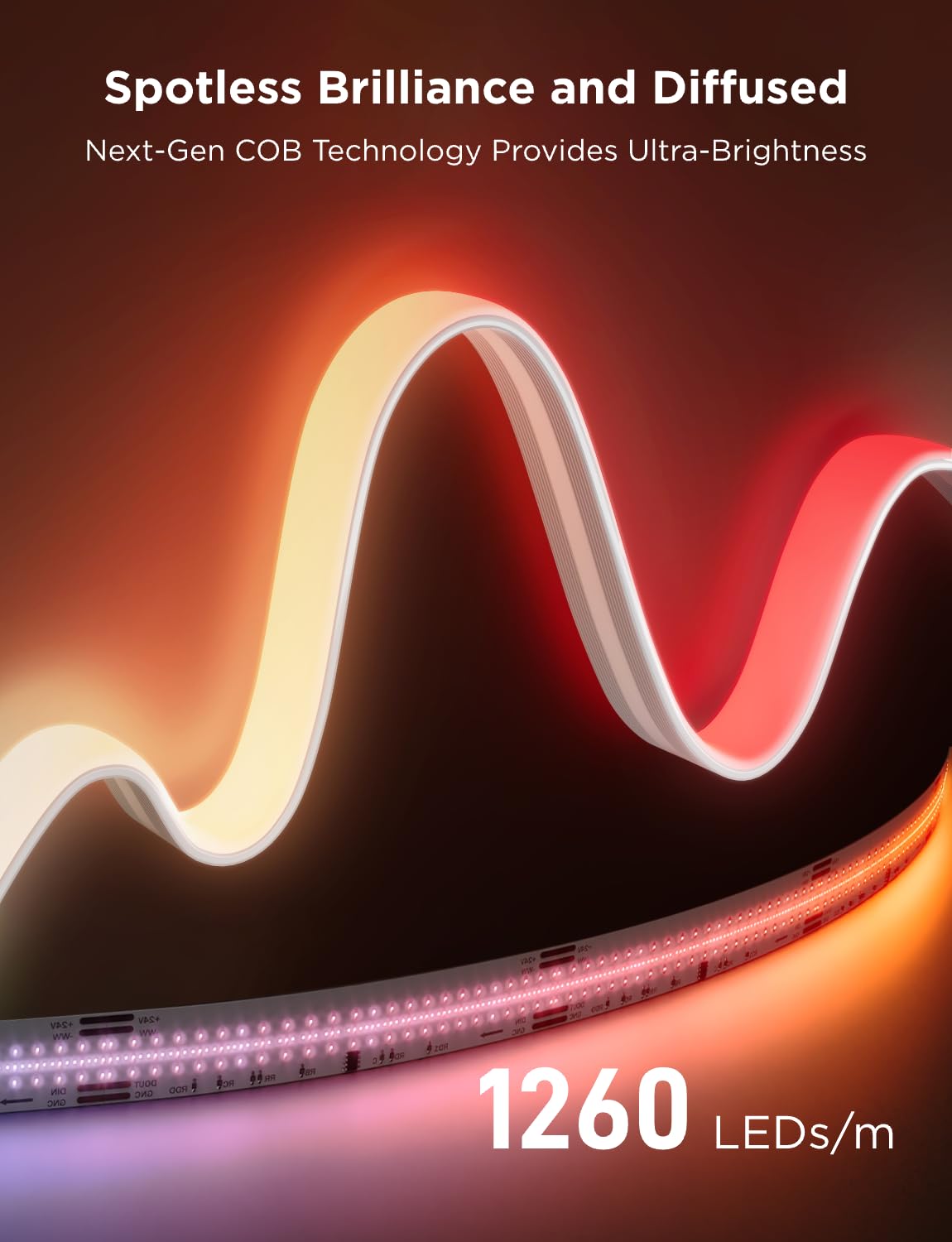 Govee Cob Led Strip Light Pro, Led Lights For Bedroom Compatible With Alexa, Google Assistant And Matter, Rgbicw Light With Warm