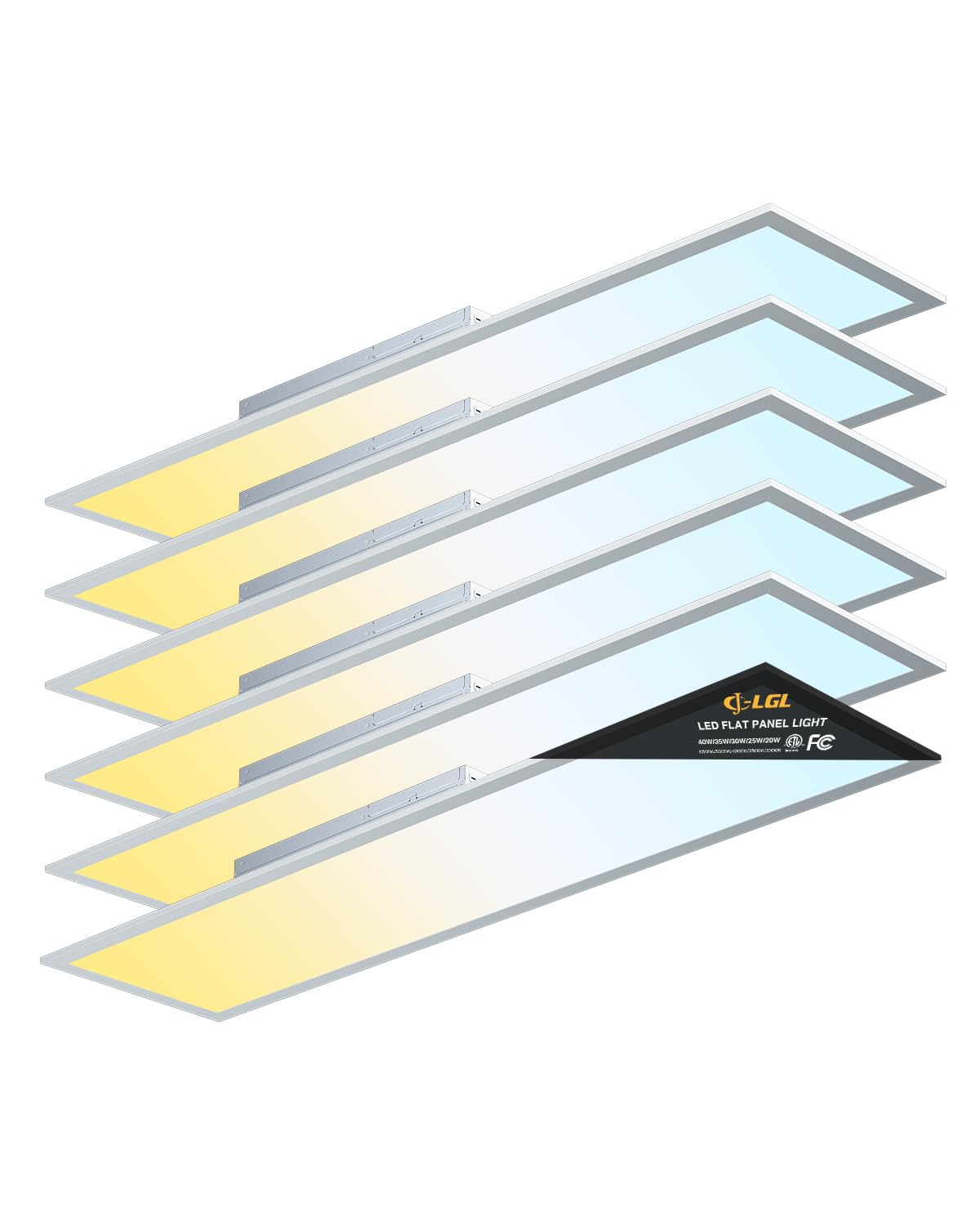 JC-LGL 1x4 LED Flat Panel Light  Drop Ceiling Lights Fixture  Selectable Features  20W/25W/30W/35W/40W  3000K/3500K/4000K/5000K/6500K  Dimmable (0-10V)  for Office Kitchen  ETL Listed (1x4FT-6Pack)