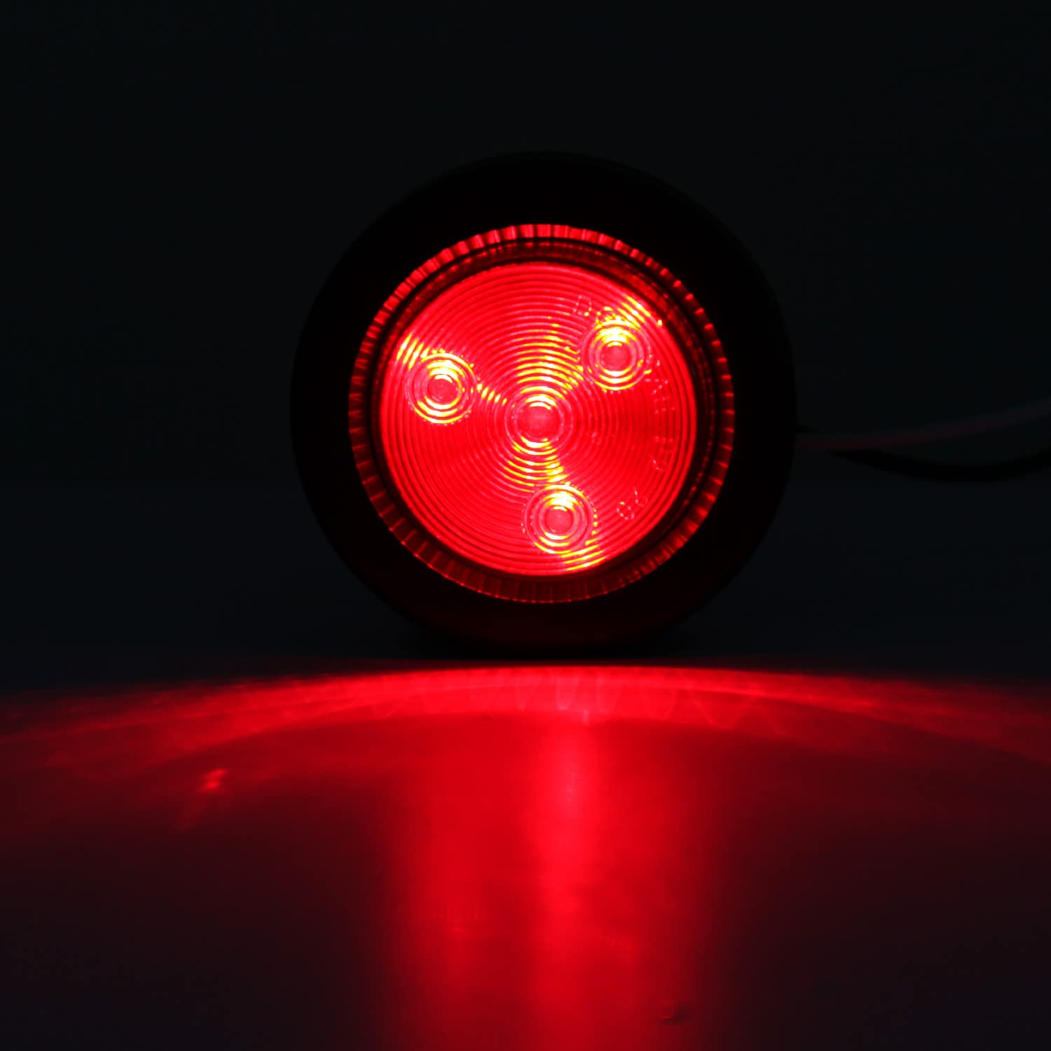 10Pcs 2 Inch Round Red Led Trailer Side Marker Clearance Lights, Sealed 2'' Round Led Trailer Marker Lights Red 4 Leds W/Rubber