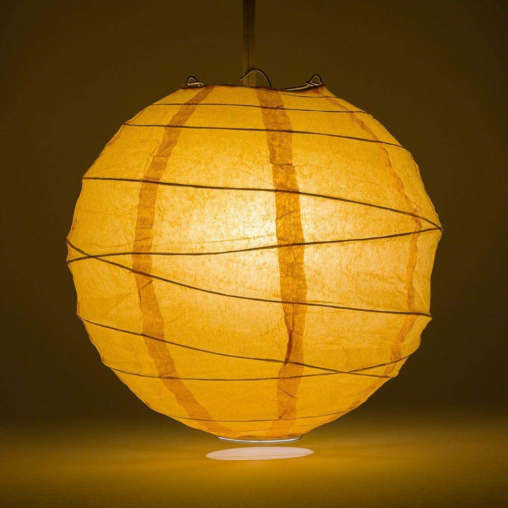 Quasimoon Paperlanternstore.Com 16 Inch Papaya Round Paper Lantern, Crisscross Ribbing, Hanging Decoration