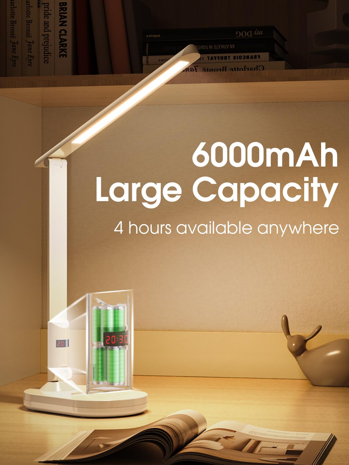 LEDLAY Foldable LED Desk Lamp for Home Office, 3 Color Modes & 4-Level Brightness, Rechargeable USB-C Study Light, Space-Saving