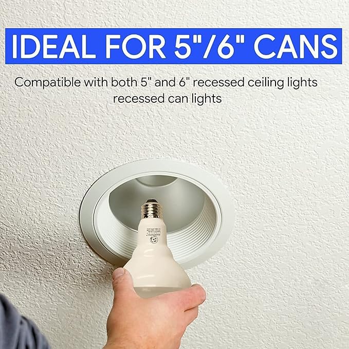 Energetic 2 Pack 75W Br30 Led Recessed Light Bulb, Dimmable, 900 Lumens, Warm White 3000K, E26 Base, Indoor Led Flood Light Bulb