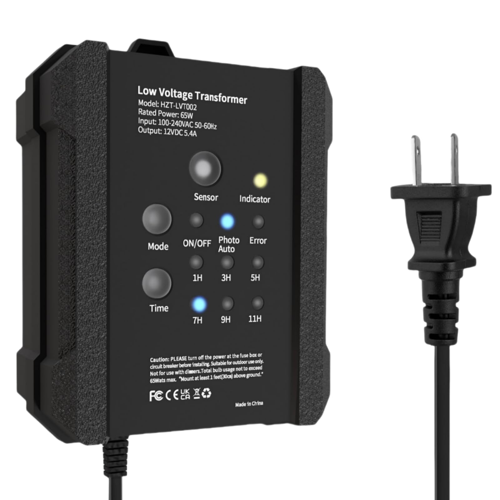 SUNMERIT 65W Outdoor Low Voltage Transformer, Outdoor Landscape Lighting Transformer with Timer and Photocell Sensor, 120V AC to