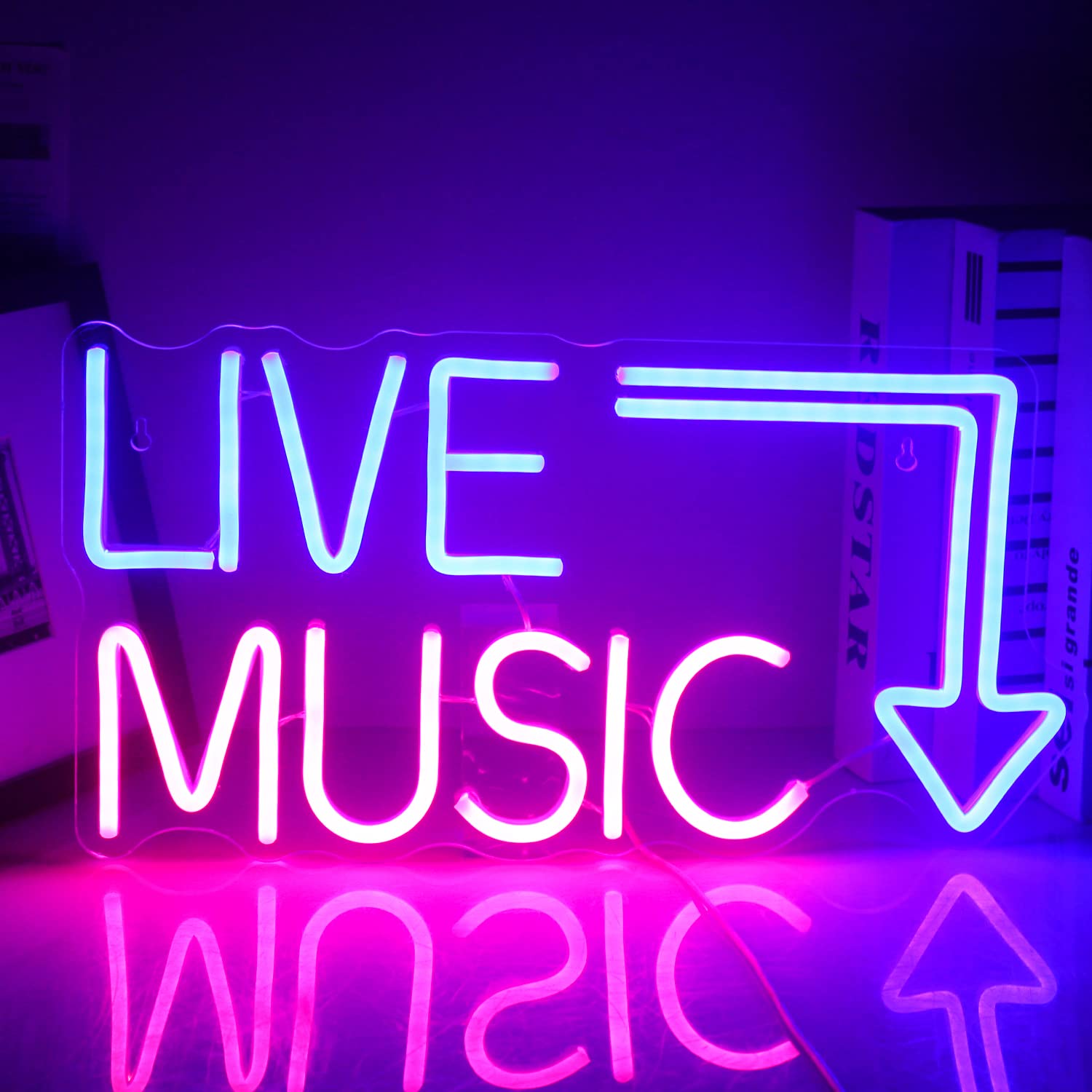 Live Music Neon Sign Music Led Neon Lights Letters Neon Light Sign Neon Bar Sign Light Up Sign For Beer Bar,Music Studio,Bedroom Wall Decor,Party,Club
