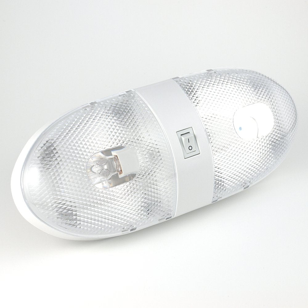 Lumitronics RV Double Ceiling Dome Light - White Interior Lighting with On/Off Switch - Model LUM-ICL92