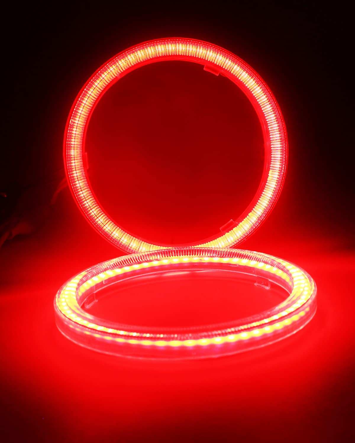 Qasim 80MM Red Halo Rings Car Angel Eyes Fog Lights COB LED Headlight 12V 24V, Silica Gel Cover