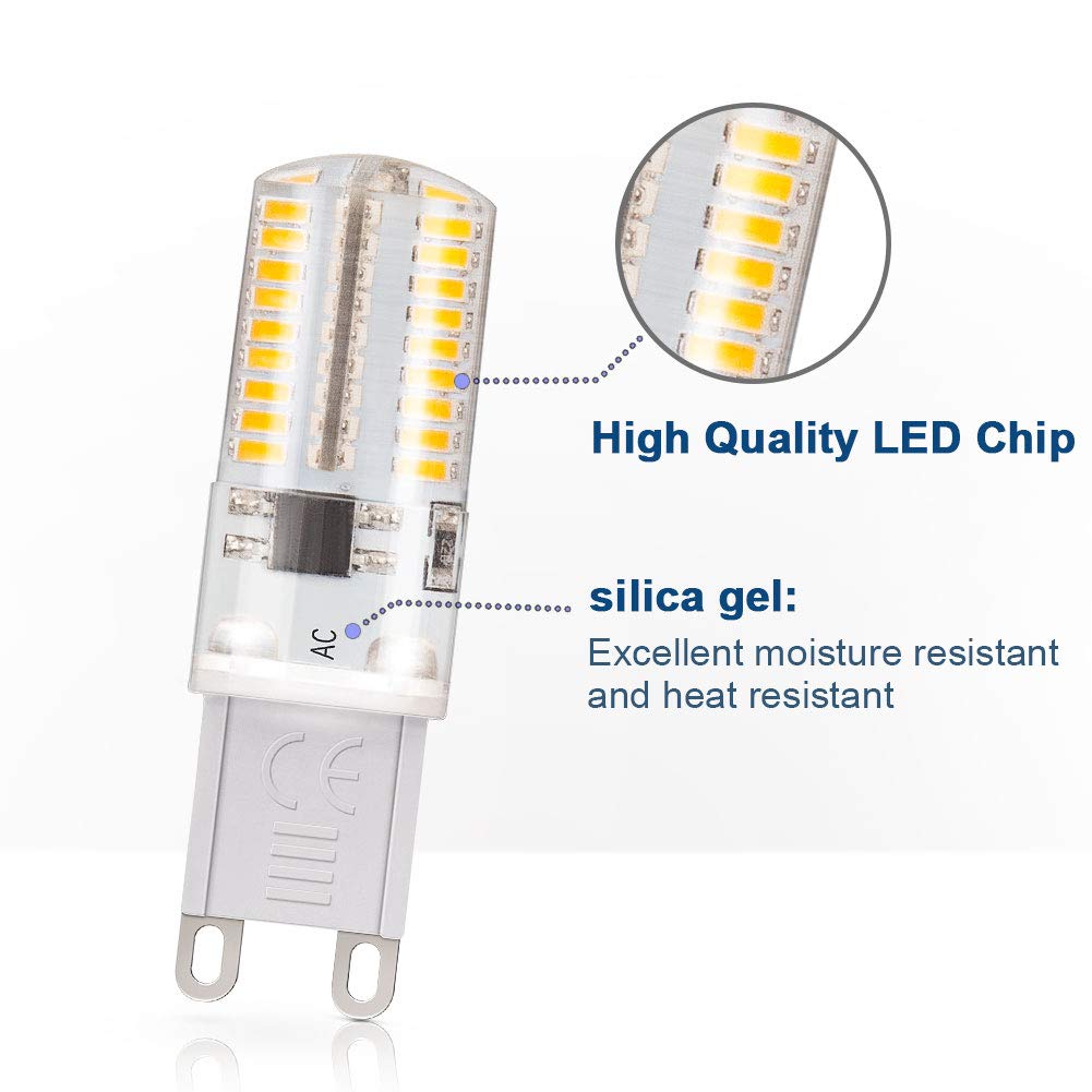 DiCUNO G9 Dimmable LED Bulb, 3W (30W Equivalent), Warm White 3000K, 10-Pack