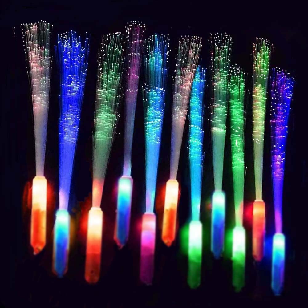 BouQuw 100 Pack Glow Sticks Mardi Gras Party Supplies ,3 Models Flashing Sticks, Fiber Optic Wands Light up Sticks Fit New Years