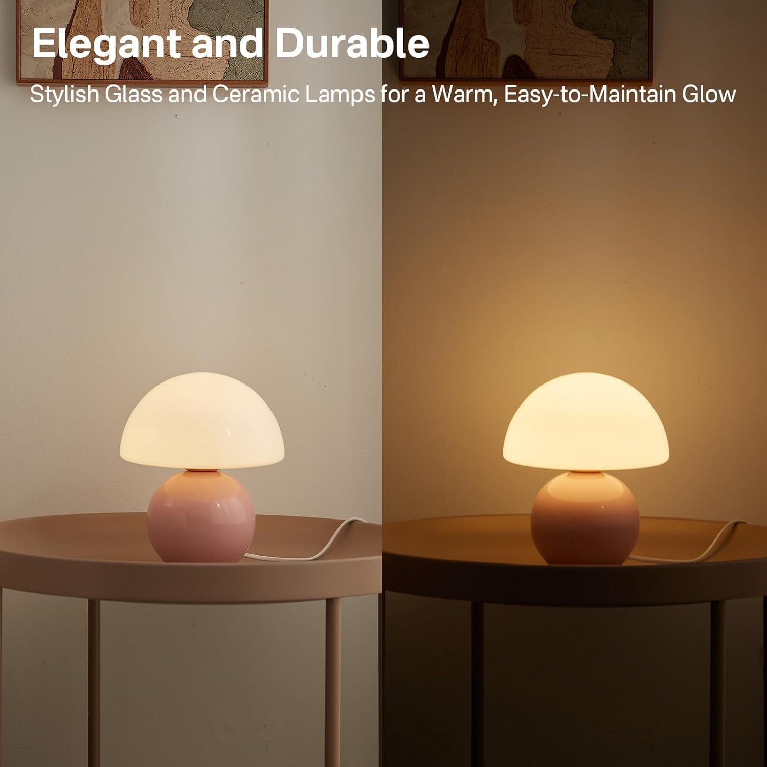 Dawnwake Mushroom Lamp Table Desk Bedside Lamp, Mushroom Decor Nightstand Small Table Lamps For Bedroom Night Stands,Cute Mini M