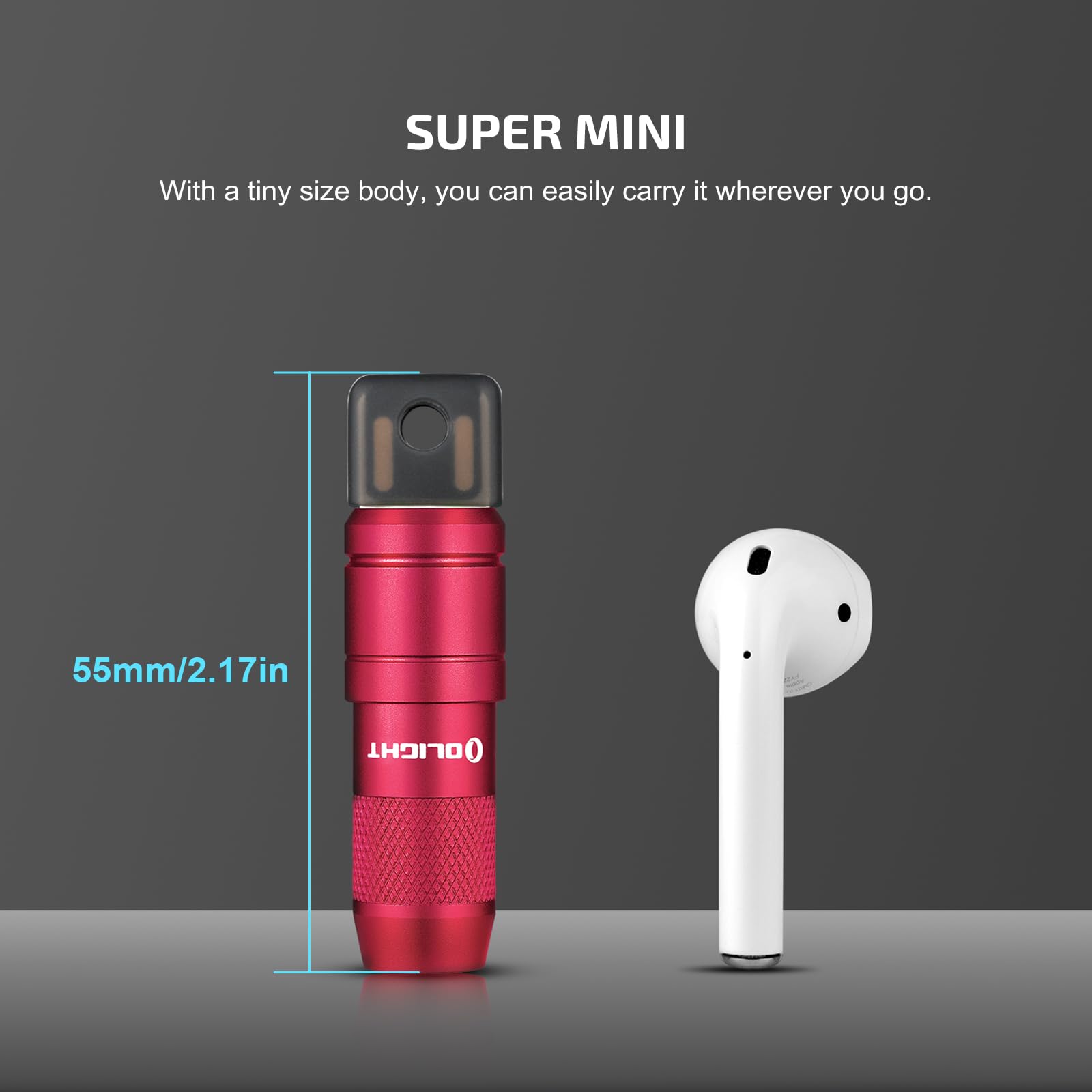 OLIGHT IMINI 2 EDC Rechargeable Keychain Flashlight, 50 Lumens, Aluminum, 1 Pack, Passionate Red, Model IMINI2-PRD-300000