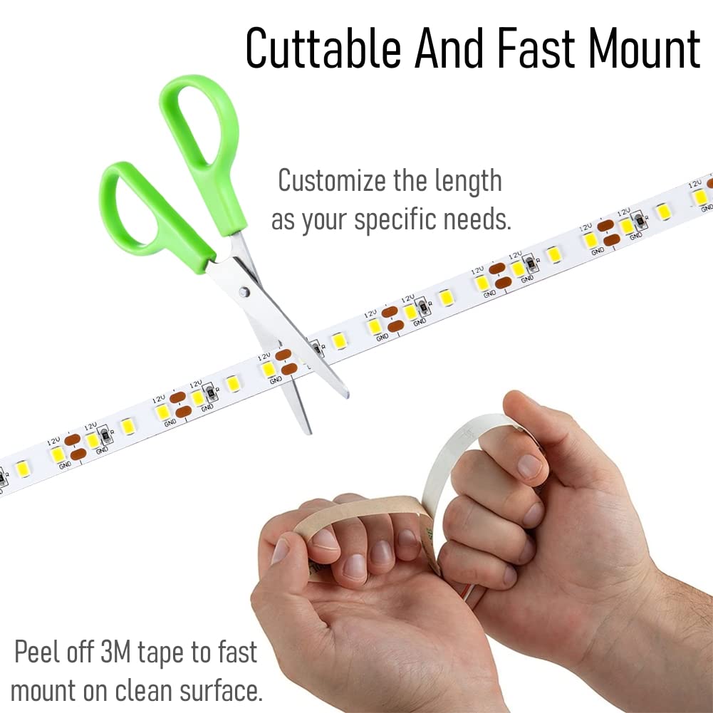 Obeaming RV Flexible LED Strip Light 16.4 ft 600 LEDs 12V Dimmable 4000K Indoor Lighting Model LS8-120-S