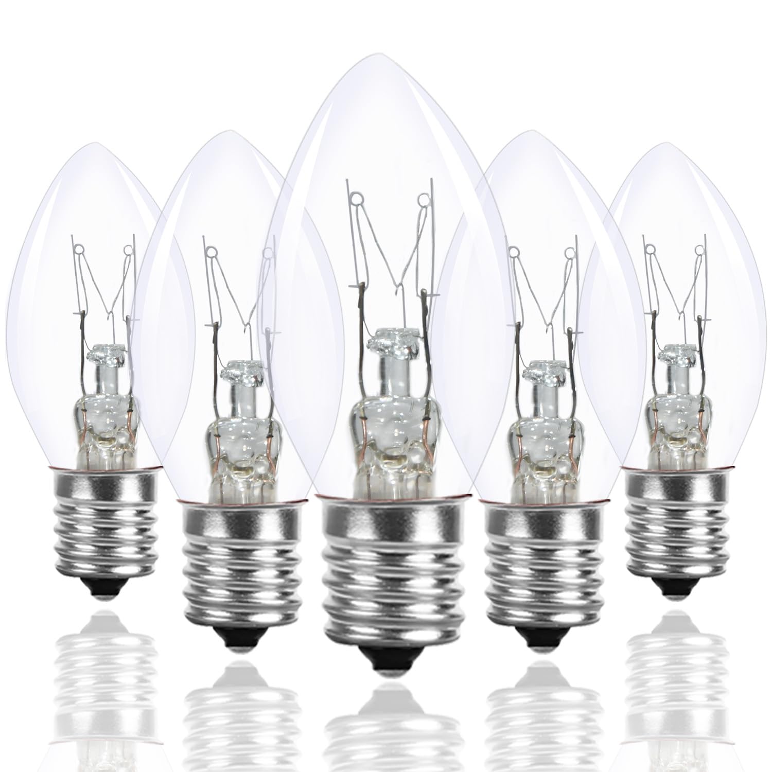 25 Pack C7 Clear Replacement Bulbs Waterproof Ul Certified 5W Incandescent For Indoor/Outdoor Use And Christmas Tree String Lights